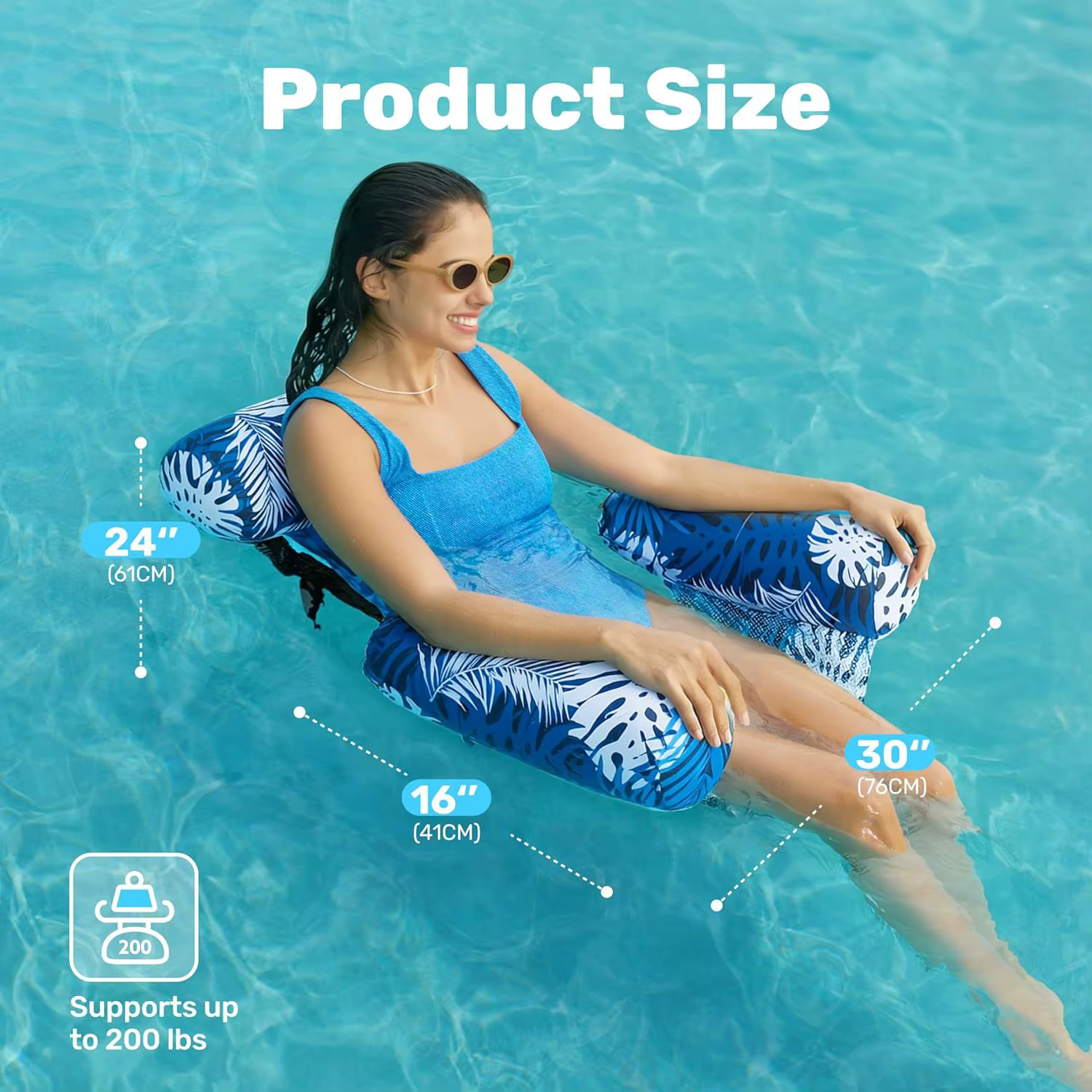 Fauteuil gonflable pour piscine pour adultes avec accoudoirs et dossier