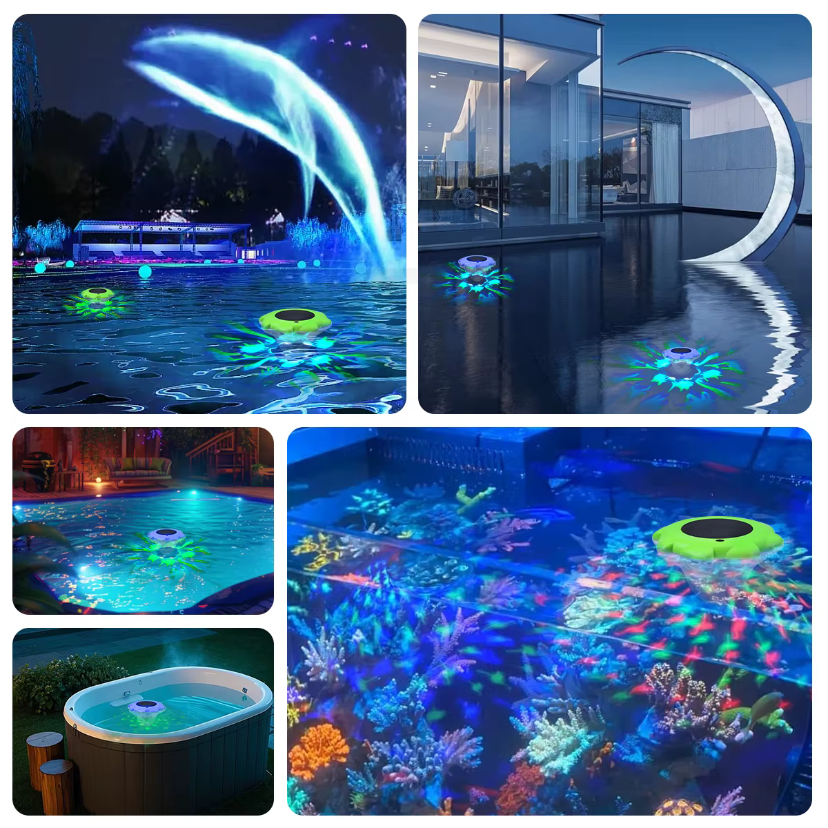 Lumières de piscine flottantes à énergie solaire