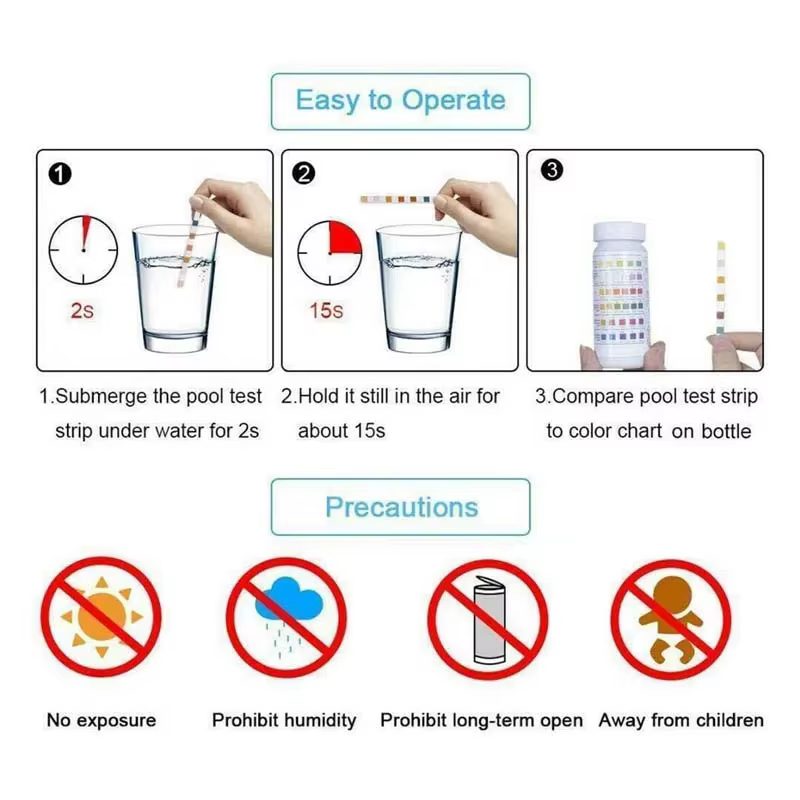 Bandelettes de test de pH pour piscine 7 en 1