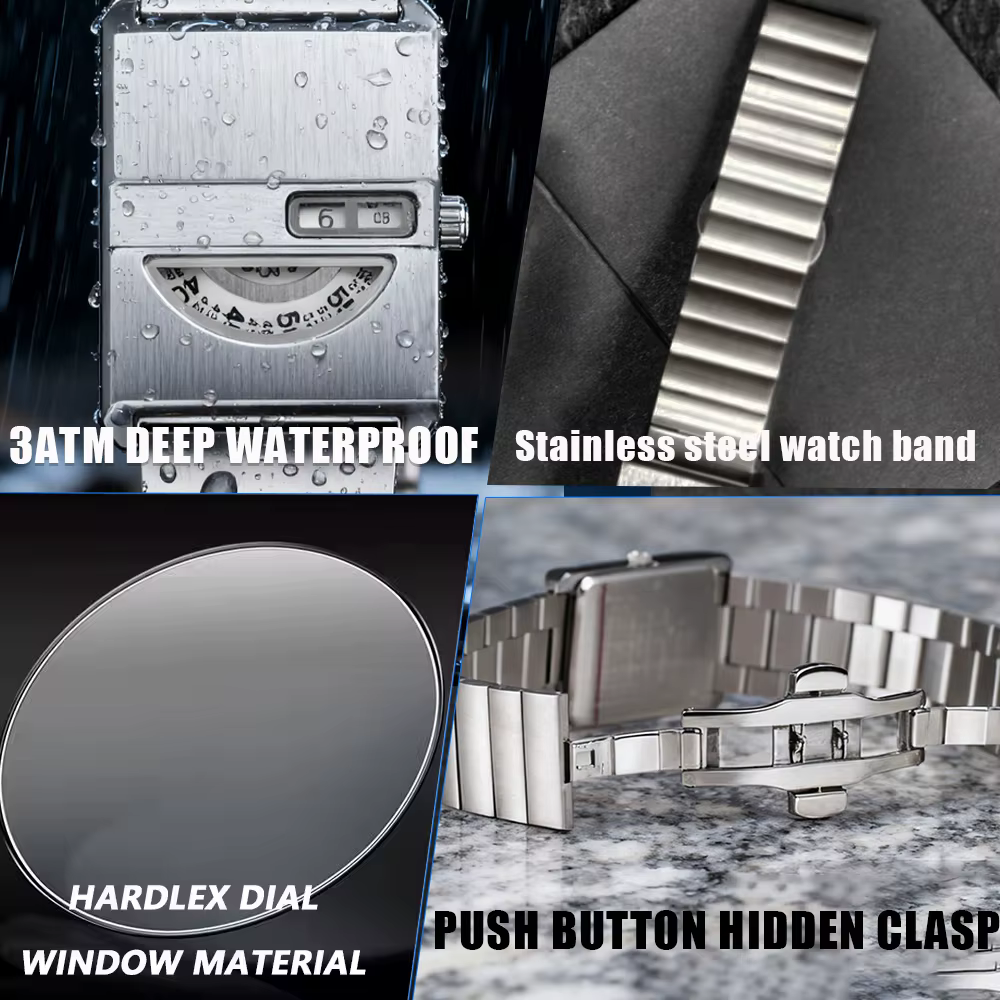 Montres-bracelets pour hommes, montre carrée, bracelet en acier inoxydable, or, nouvelle tendance, montre à quartz élégante pour hommes