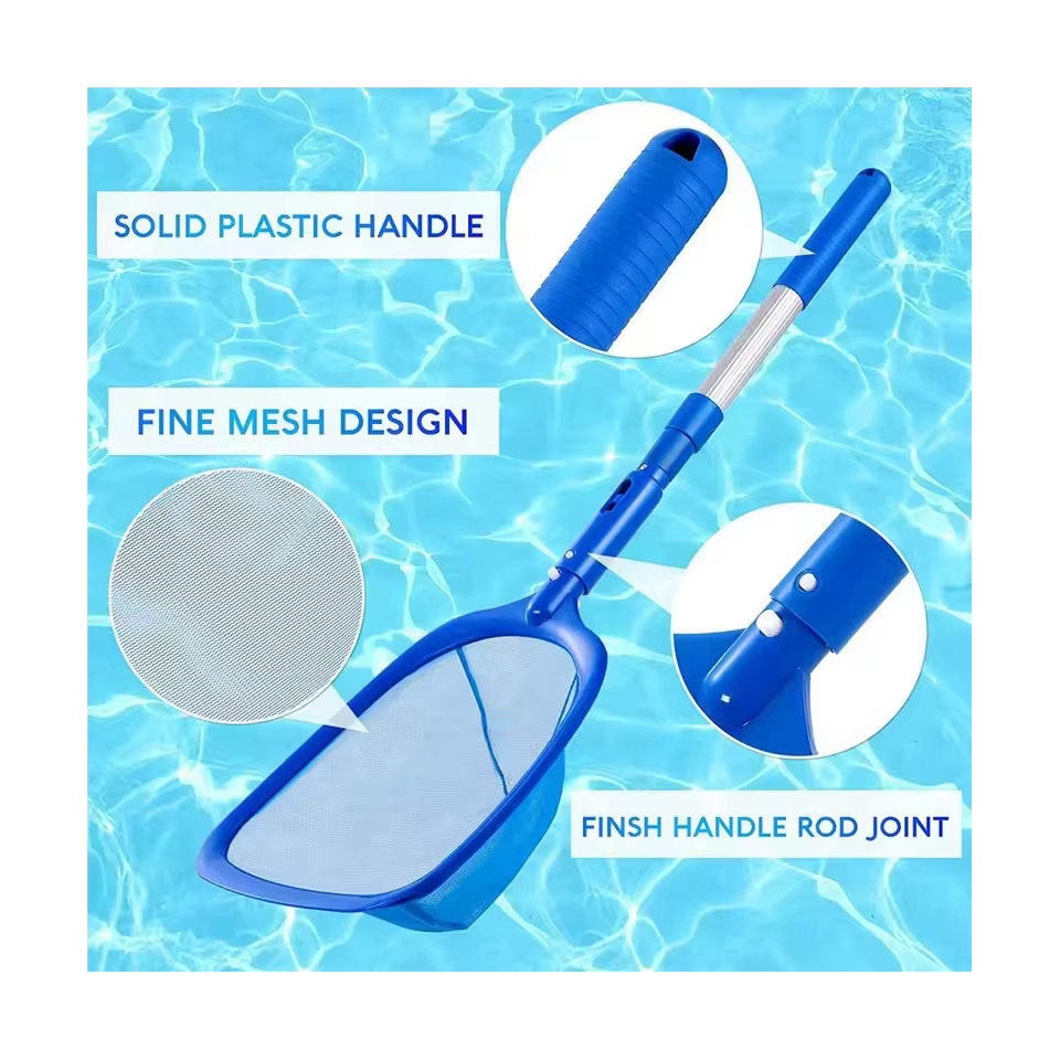 Swimming Pool Leaf Skimmer Fine Mesh Net 3 Section Telescopic Pole Deepwater Cleaner for Pond Leaves Debris Cleaning