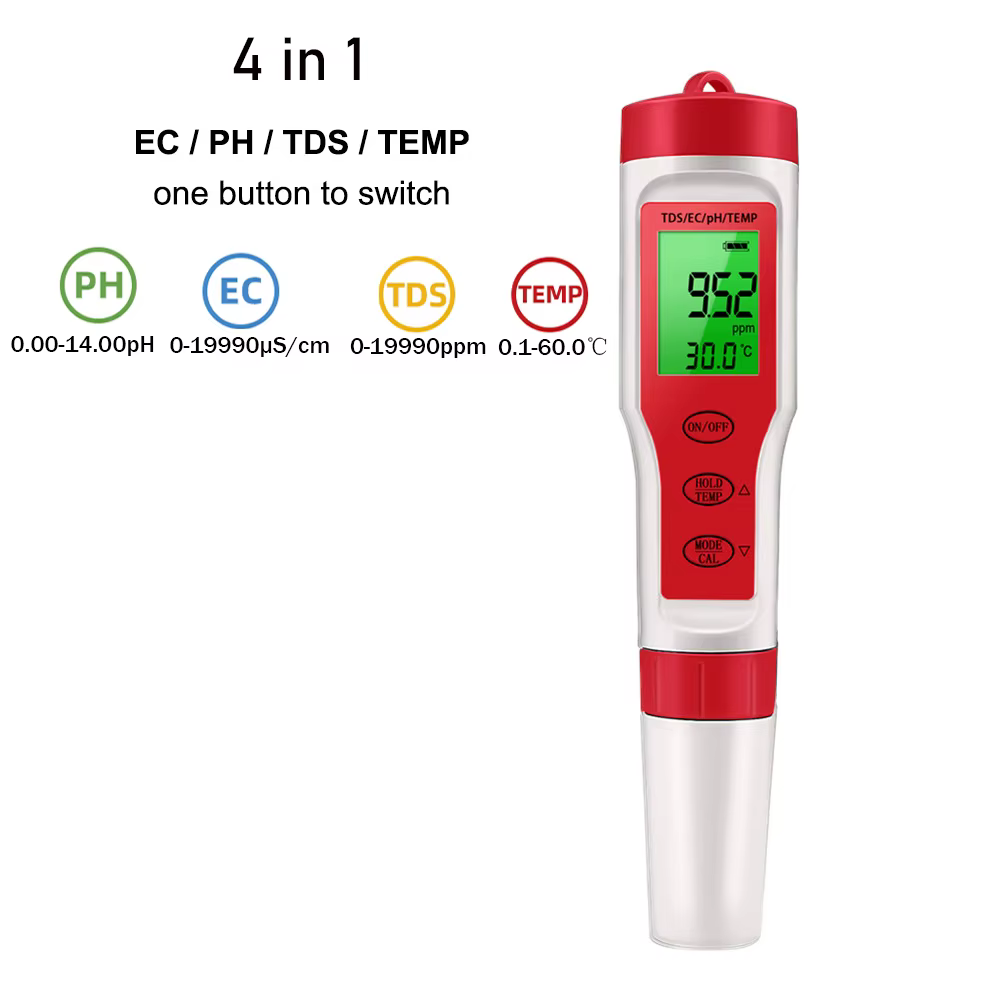 Testeur de qualité de l'eau multifonction PH/TDS/EC/testeur de salinité LCD numérique compteur de température de pureté