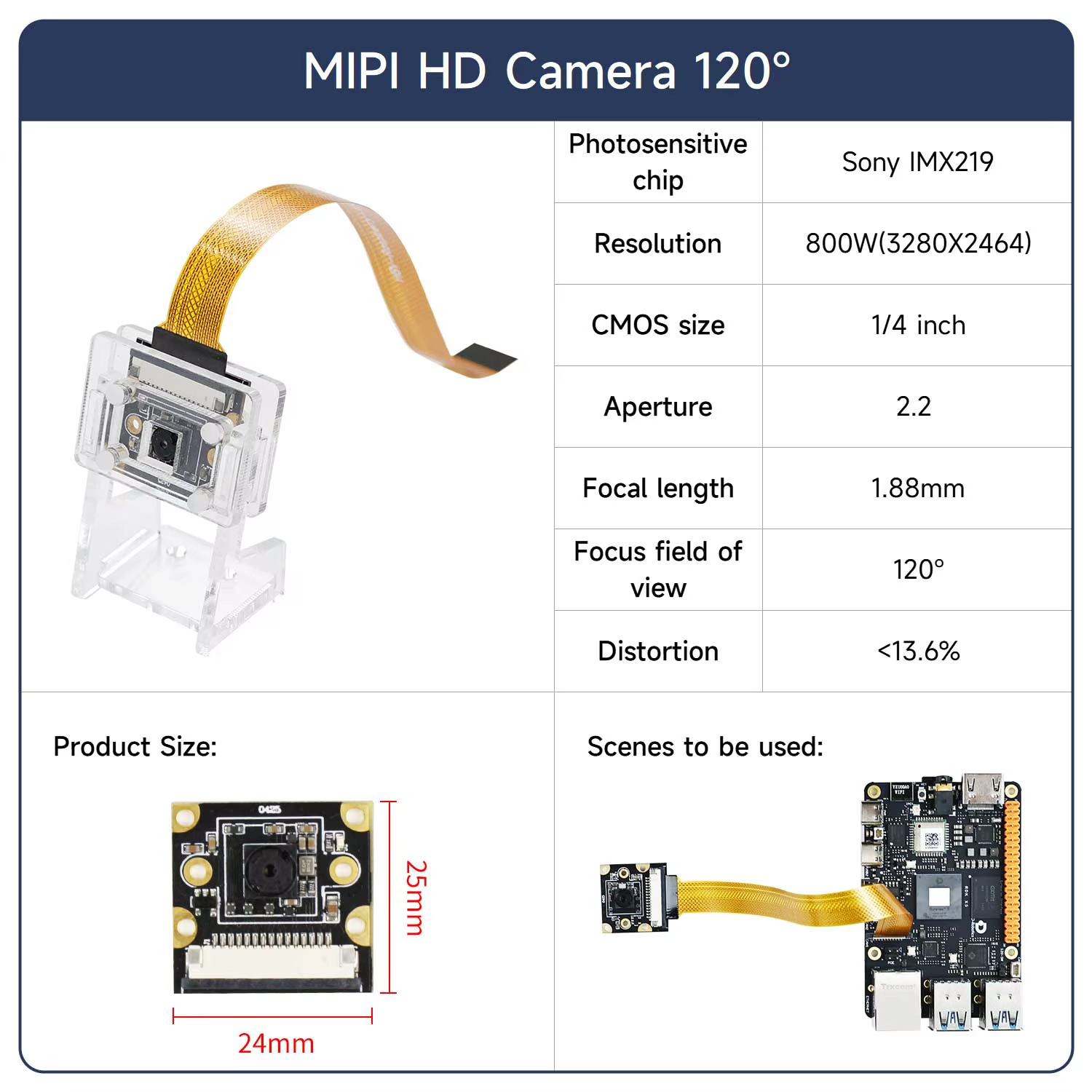 RDK MIPI HD caméra AI Intelligence artificielle Module de reconnaissance visuelle avec capteur d'image IMX219 pour projet électronique Robot