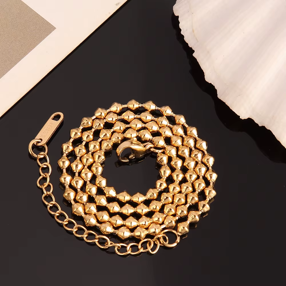 Collier Ras du Cou en Acier Inoxydable pour Homme et Femme, Bijou en Or avec Boule Ronde, Jobeads, Vente en Gros
