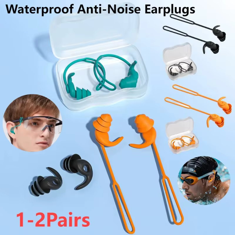1 paire/2 paires bouchons d'oreille de natation Silicone étanche Anti-bruit accessoires de piscine