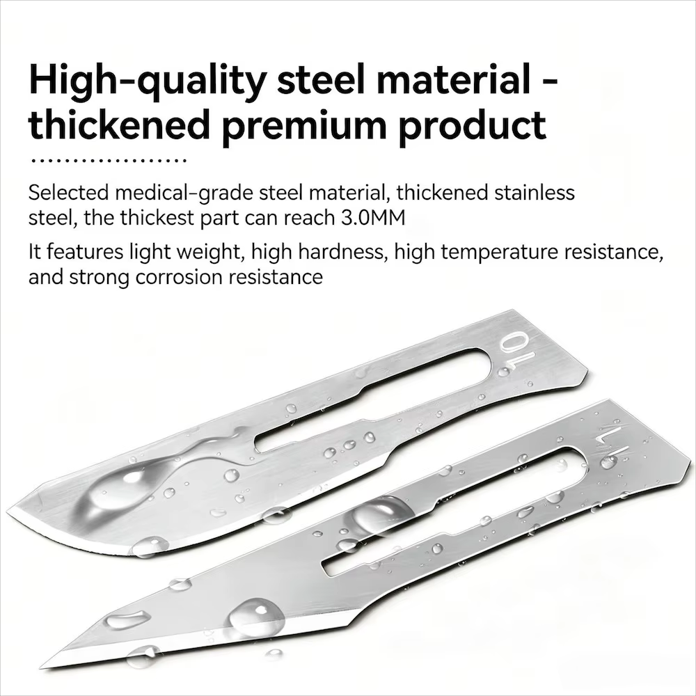 Lames de scalpel dentaire stériles en acier au carbone, lames chirurgicales pour la coupe gingivale et la sculpture en laboratoire