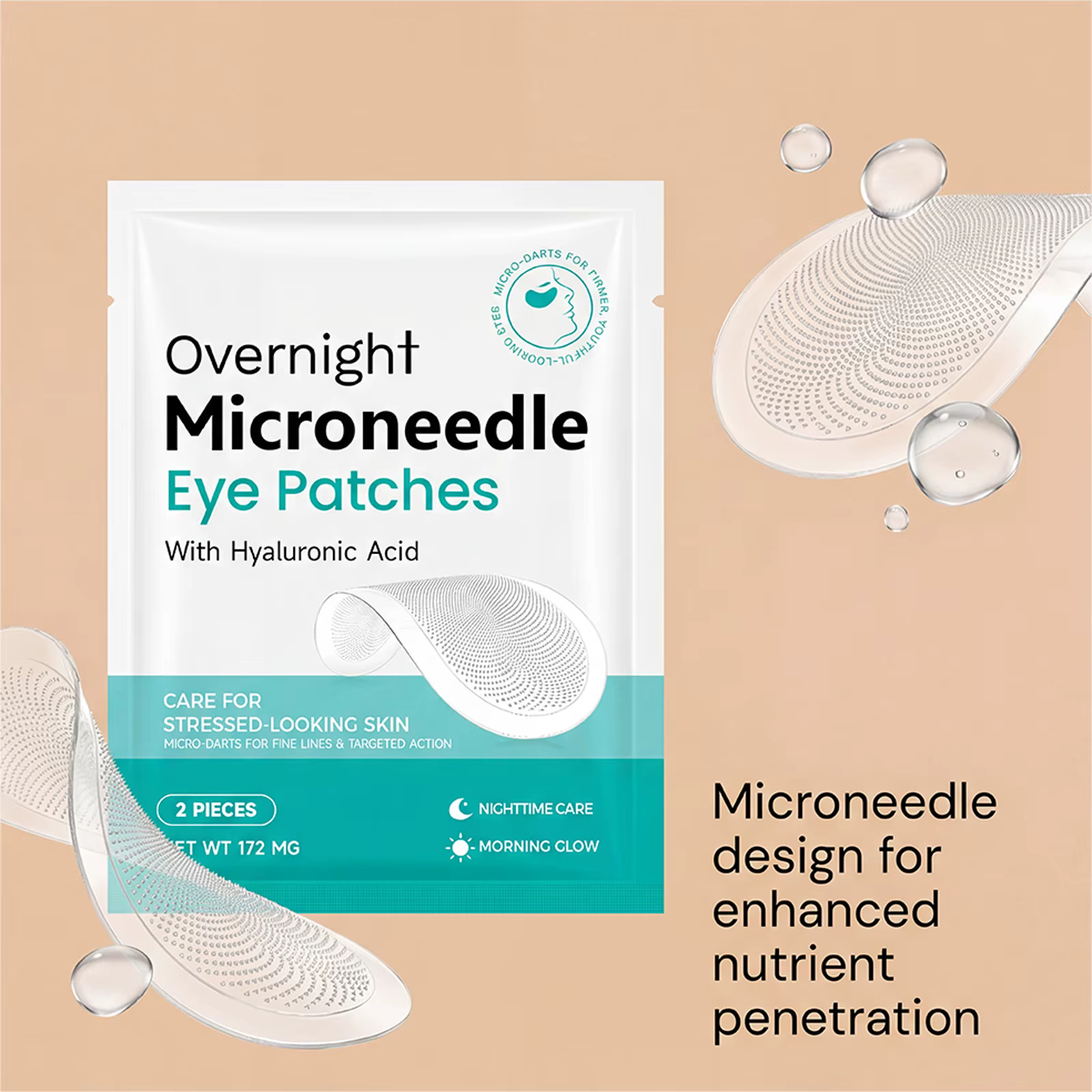Patchs oculaires à micro-aiguilles à la vitamine E 0,25 mm : Soin stabilisant et réparateur pour peaux gercées, anti-dessèchement, nourrissant et réparateur saisonnier