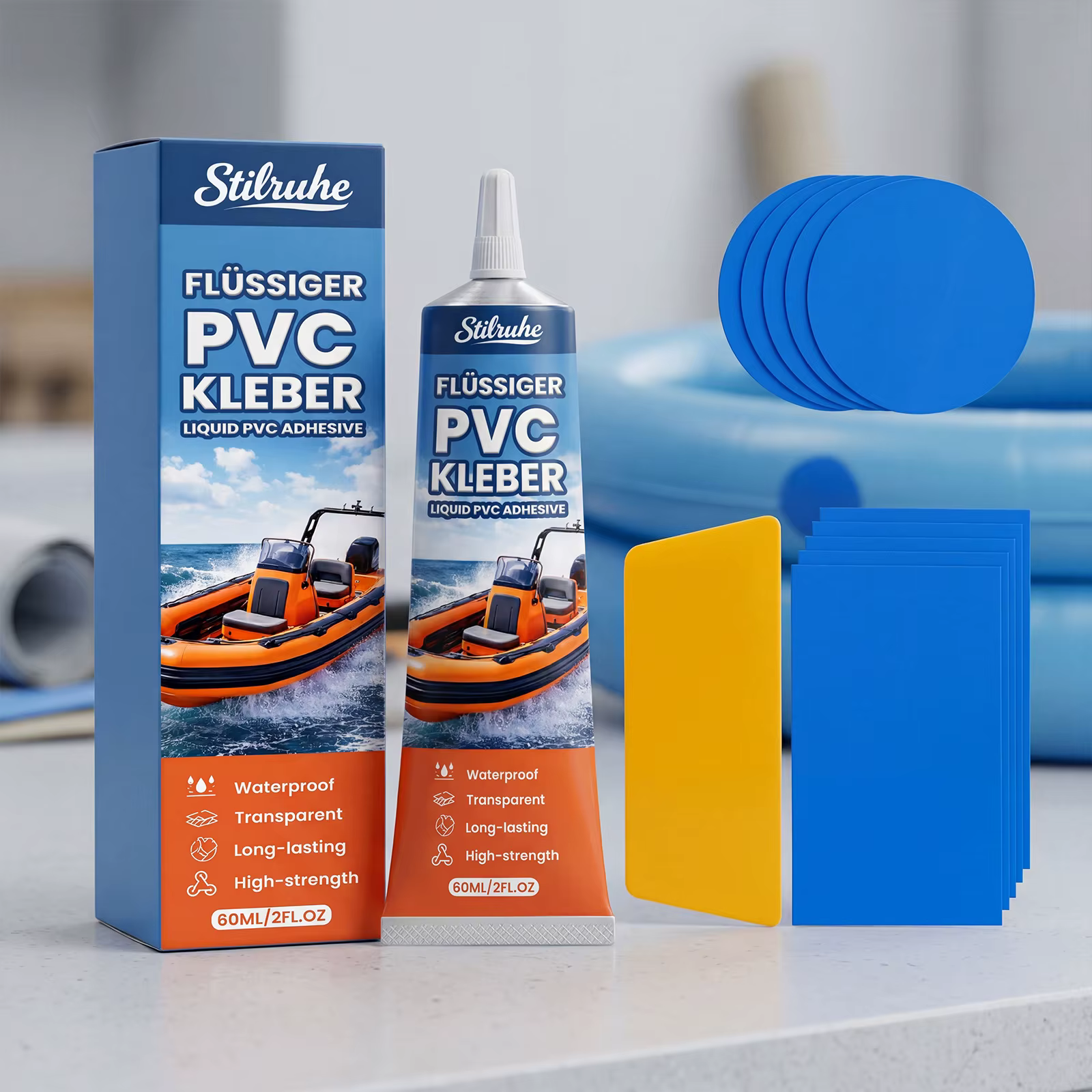 Kit de réparation de piscine transparent et imperméable avec adhésif puissant