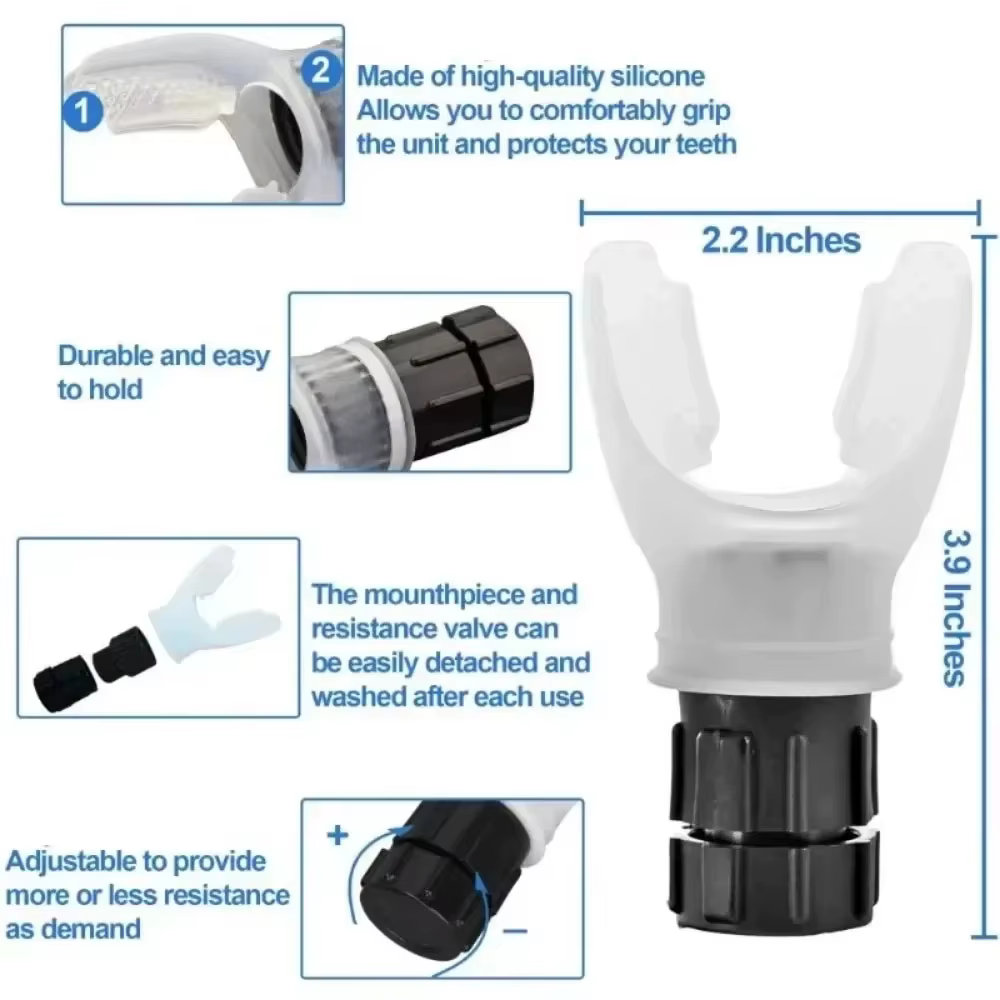 Appareil Portable d'Exercice Respiratoire pour Poumons, Appareil d'Entraînement d'Endurance avec Résistances Réglables