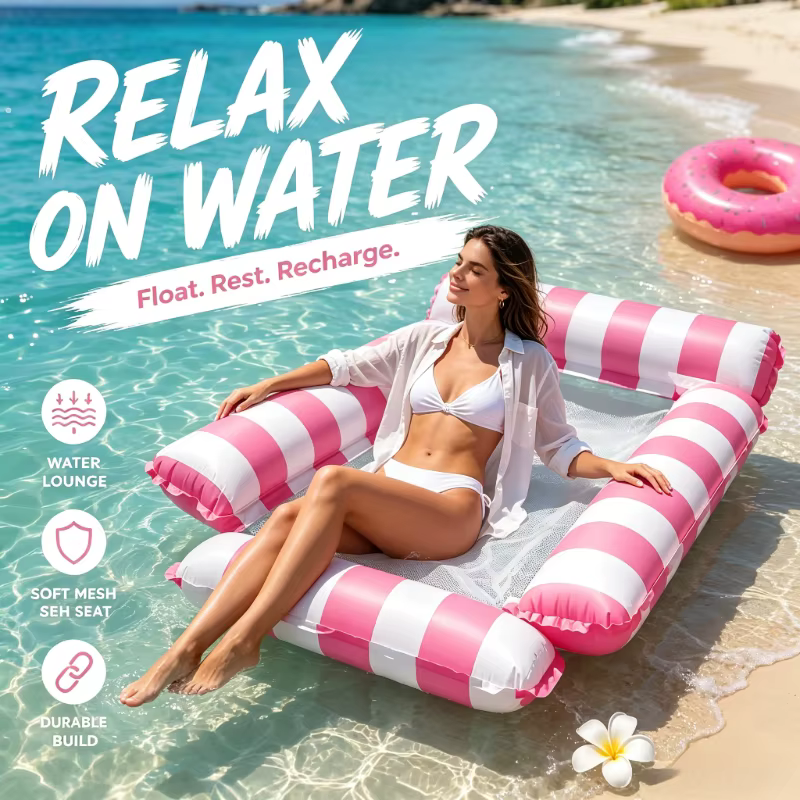 Hamac flottant gonflable d'été compact pour piscine privée