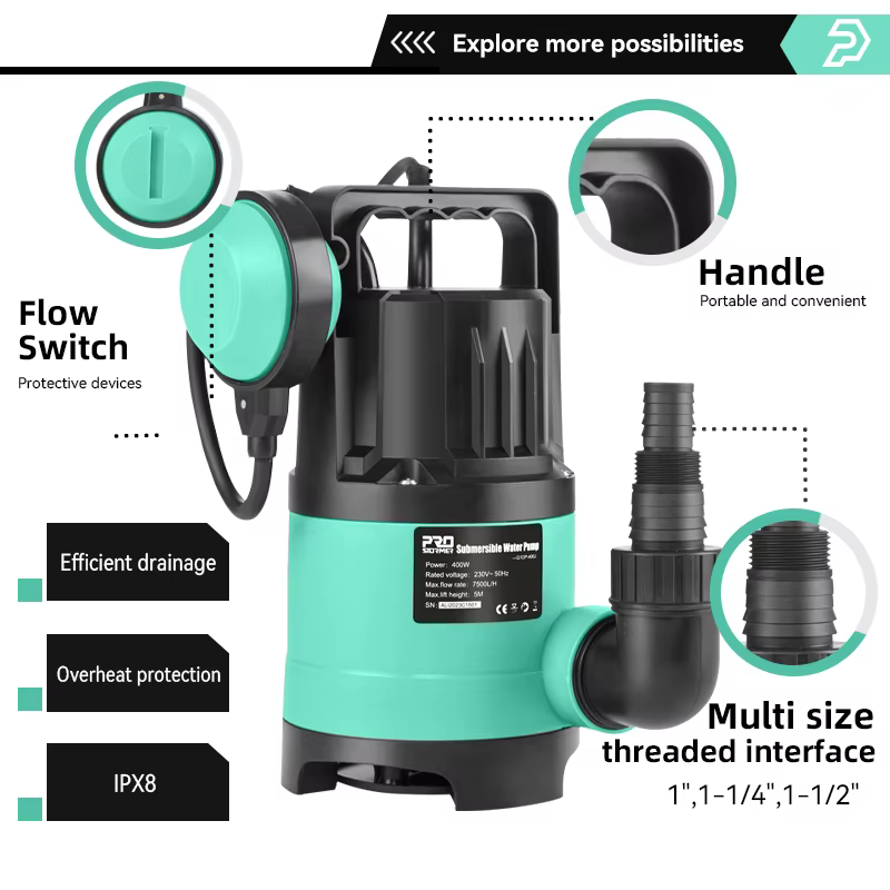 Pompe à eau Submersible 400W 7500L/H utilitaire thermoplastique électrique Portable transfert piscine étang vidange