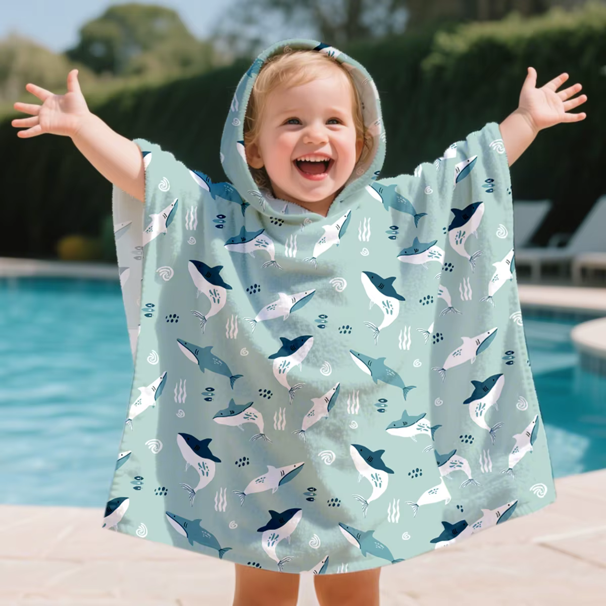 Elinfant 1Pc serviette de plage pour enfants piscine bain peignoir