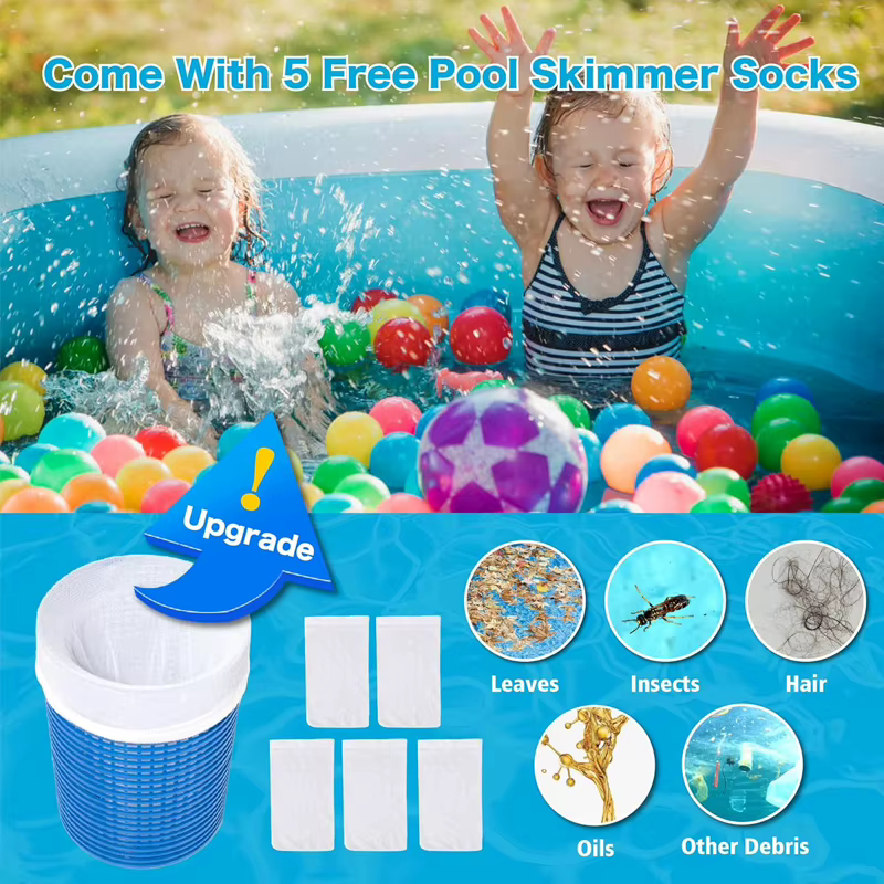Écumoire pour piscine hors sol avec 10 chaussettes d'écumoire