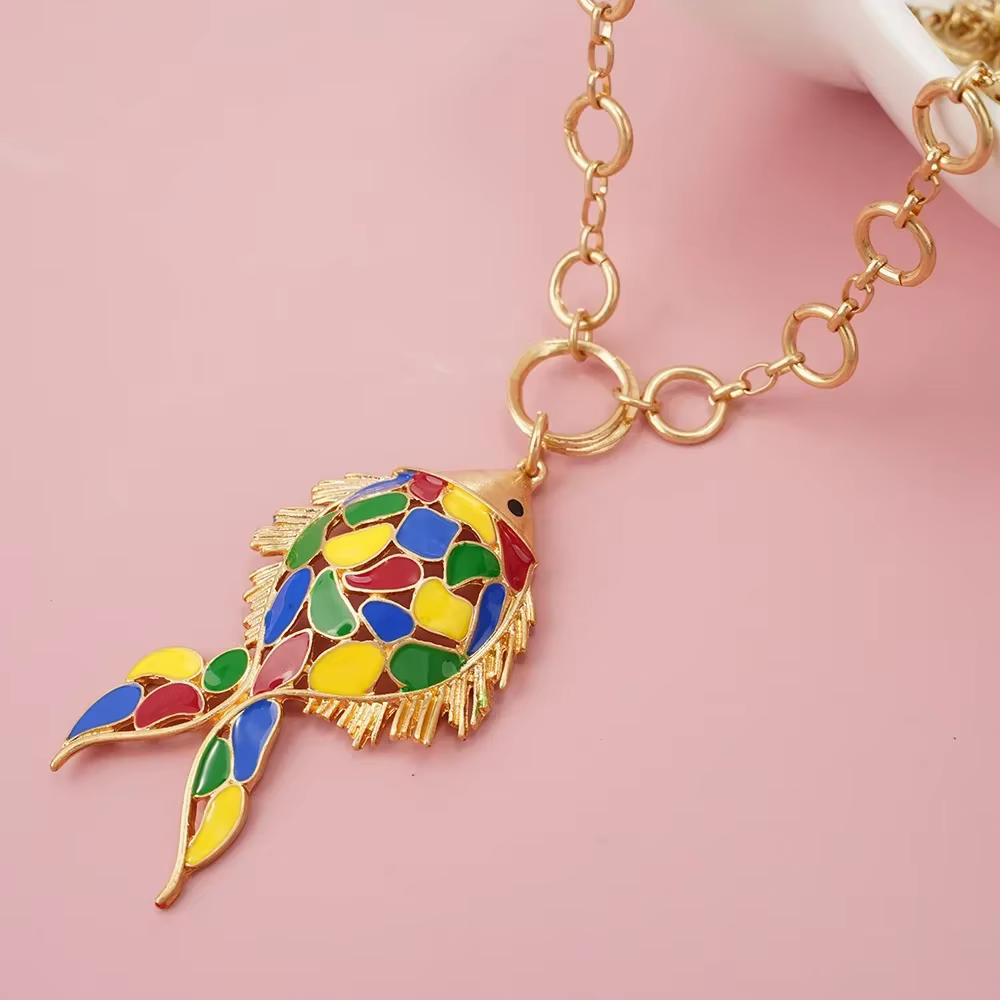 Collier poisson en acier inoxydable, accessoires à la mode, pendentif document, style bohème, livraison gratuite