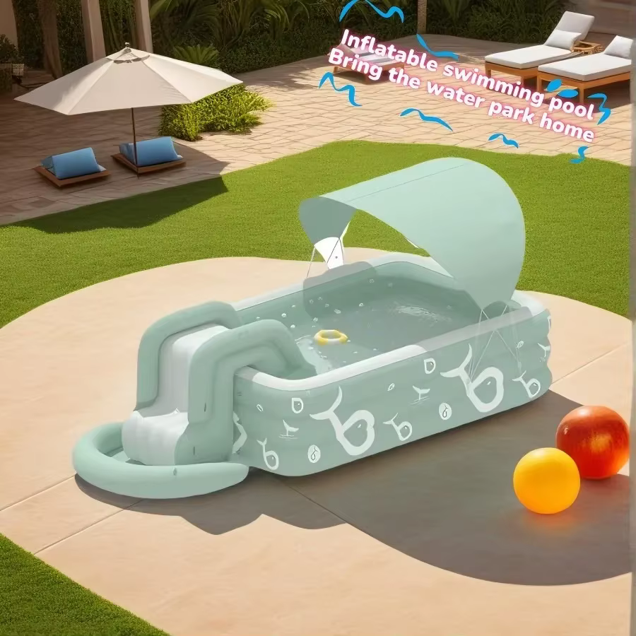 Piscine gonflable avec toboggan aquatique pour jardin arrière-cour