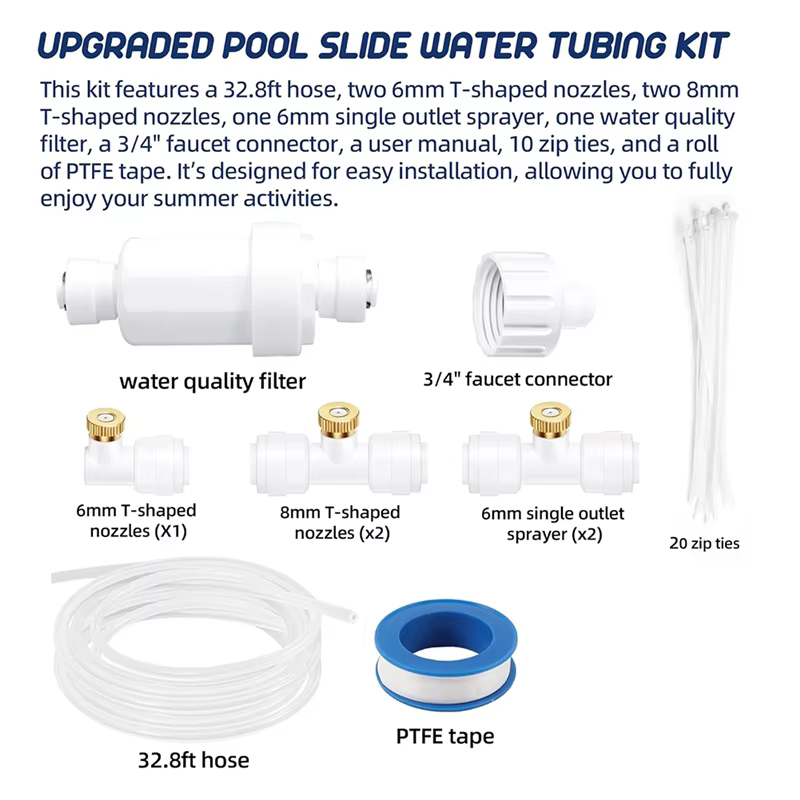 Kit de tubes d'eau A69 avec pulvérisations coulissantes pour piscine