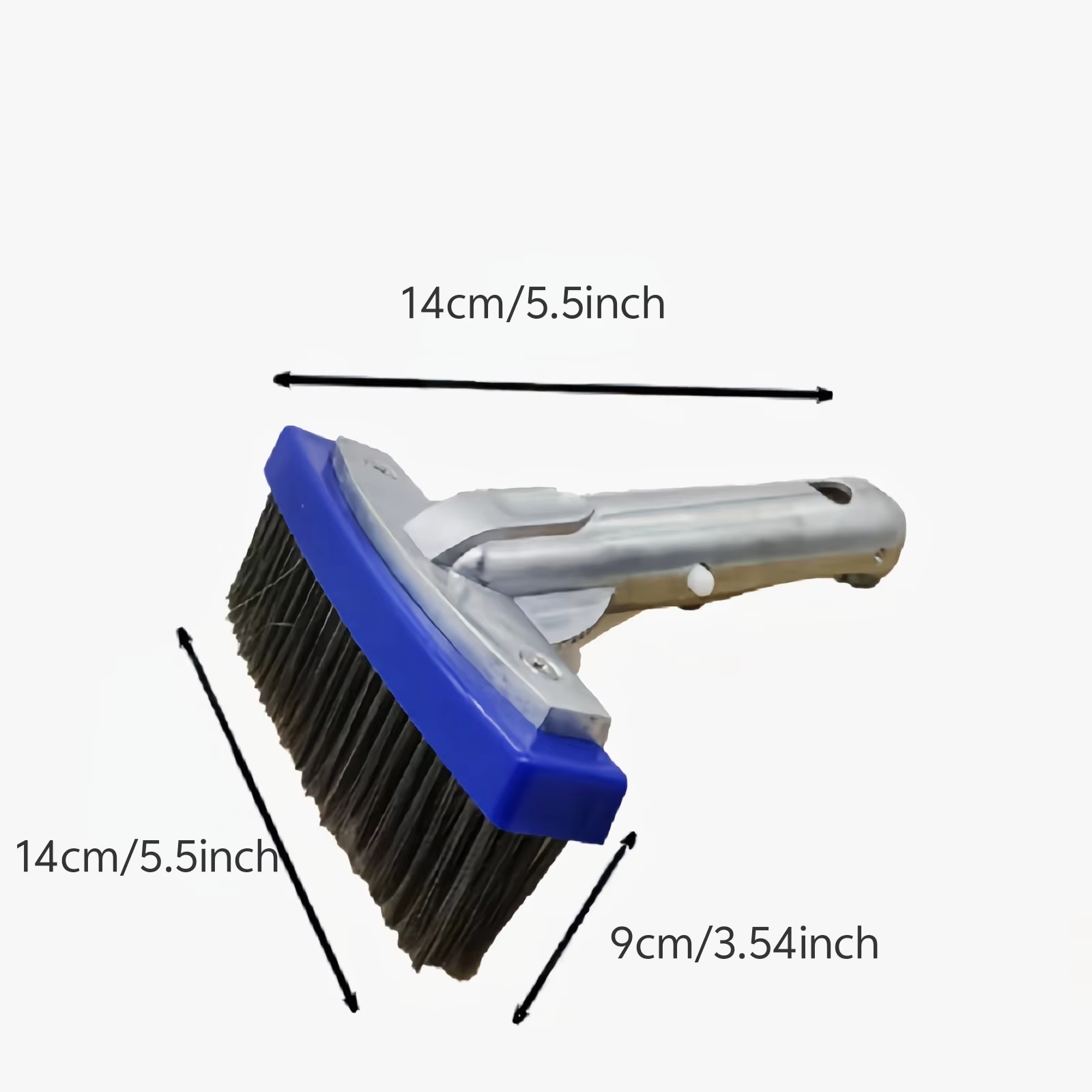 Brosse de piscine de 5 po avec dos et poignée en aluminium de 5 po - poils en acier inoxydable - Corps