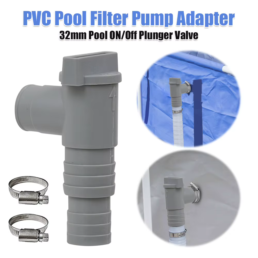 Vanne à piston marche/arrêt en PVC 32 mm pour piscine