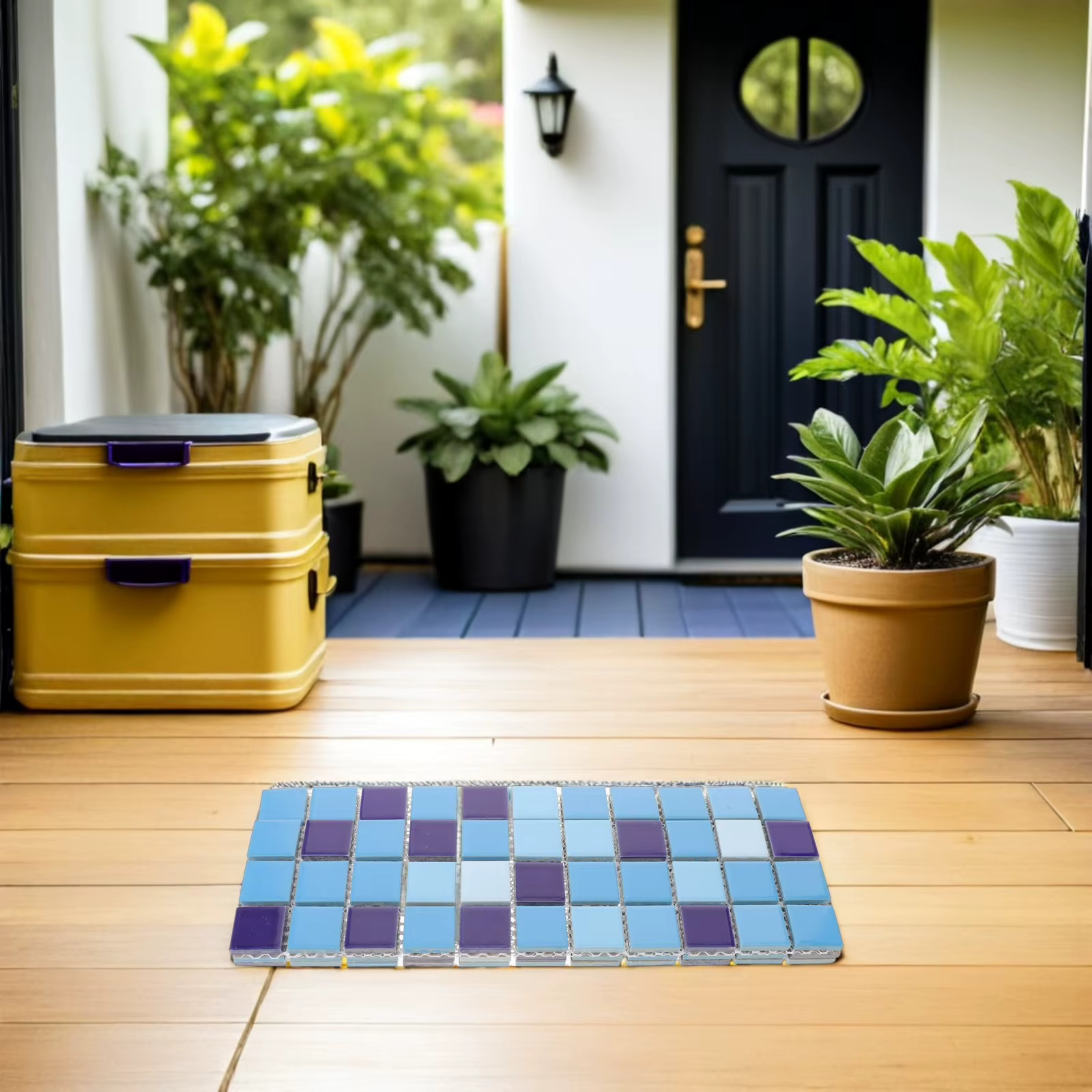Kit de réparation de carreaux de piscine en céramique brillants 12x12 pouces, antidérapants, mosaïque bleue pour sol, cuisine, salle de bain, décoratifs