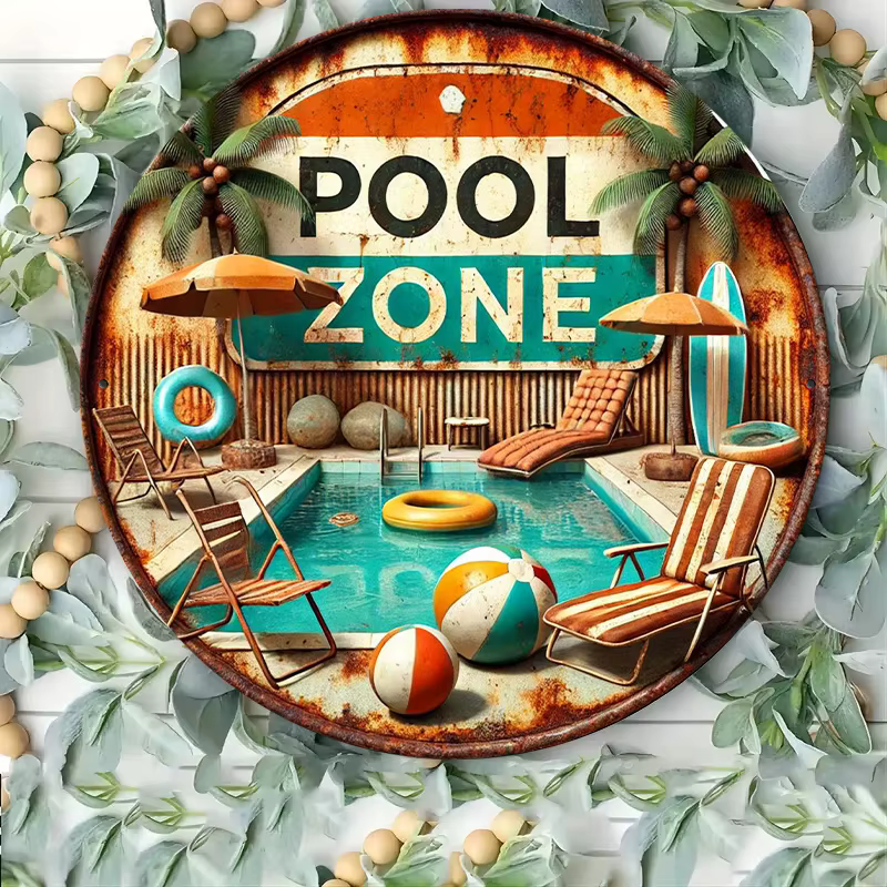 Panneau métallique rétro pour piscine