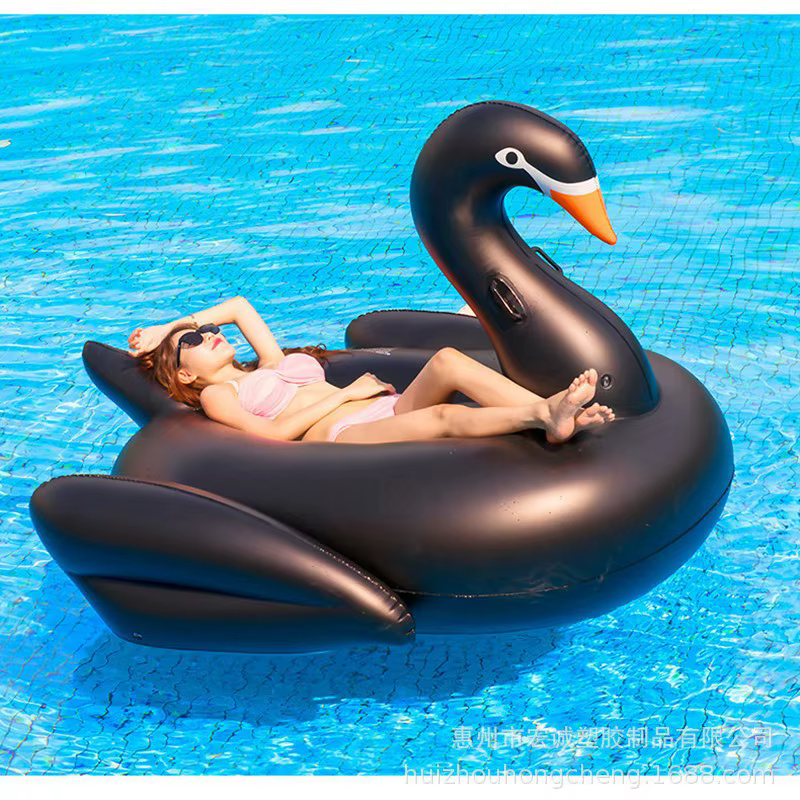 Bouée gonflable géante Cygne Noir à chevaucher