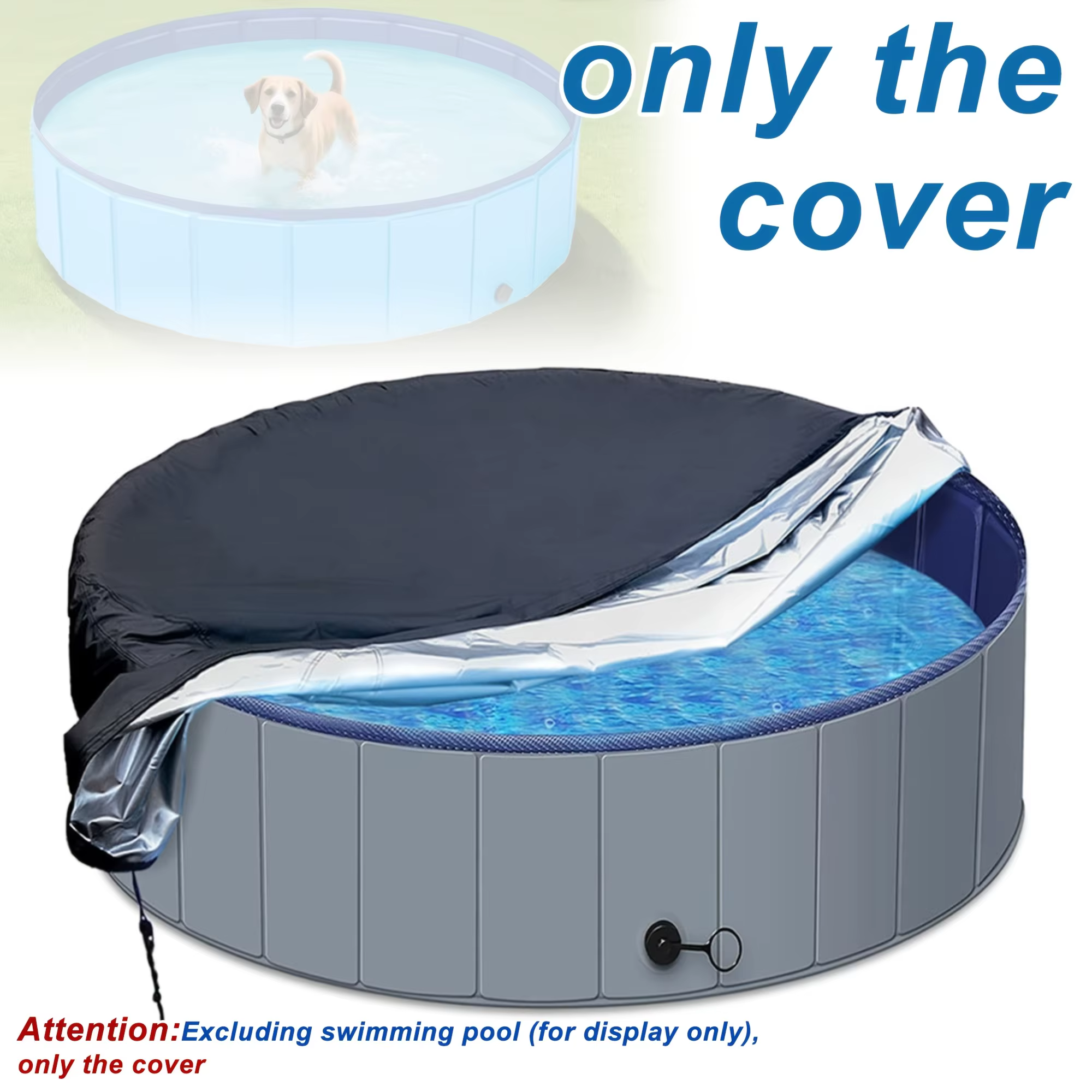 Housse de protection ronde en tissu Oxford pour piscine et baignoire pour animaux de compagnie