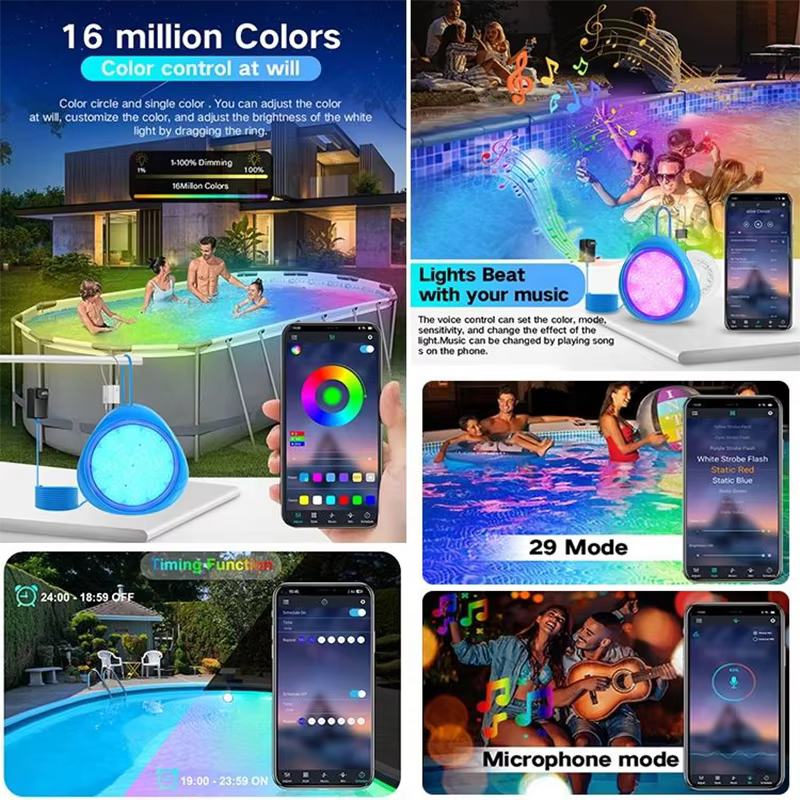 20W Led piscine lumière Ip68 étanche Rgb 85-265V mur Surface monté sous-marin Submersible étang lampe