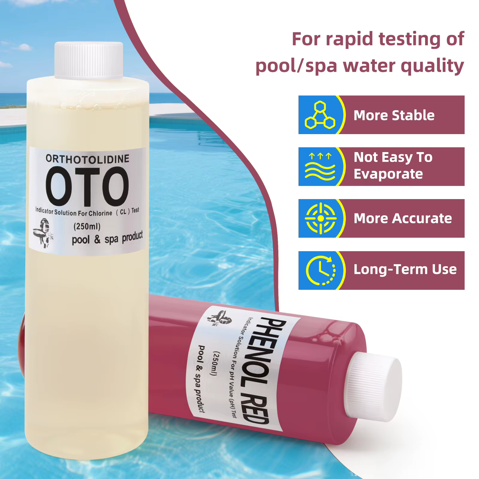 Kit de test d'eau de piscine 250 ml