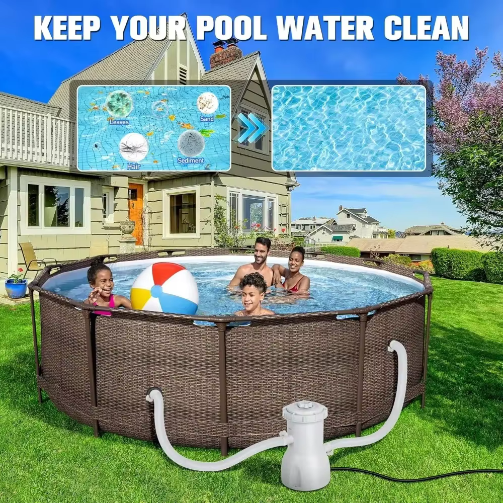 Pompe de filtration pour piscine hors sol, nettoyeur de piscine électrique à circulation, dispositif de filtration de piscine réutilisable, filtre de piscine de 300 gallons