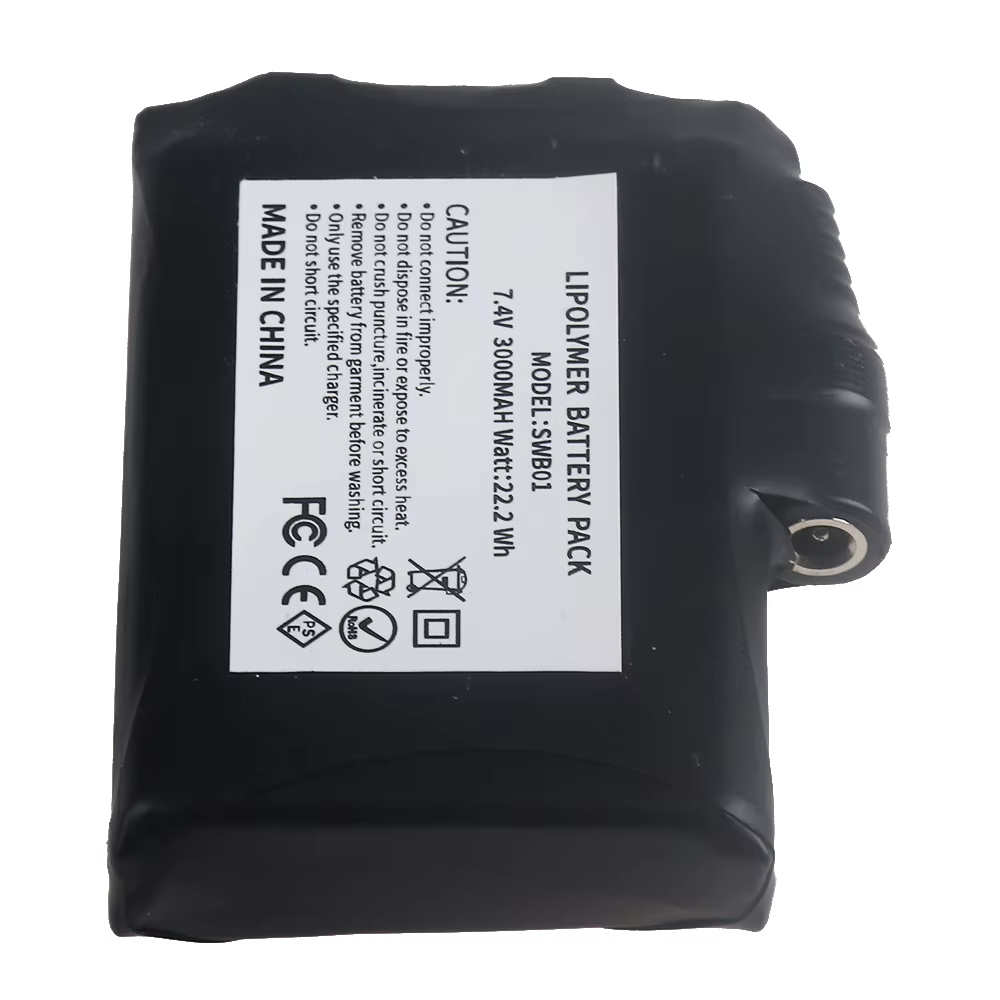 Batterie de rechange pour gants chauffants 7.4V 3000mAh 2S Lithium Polymère pour gilet chauffant, chaussettes, batterie chauffante anti-gel d'hiver