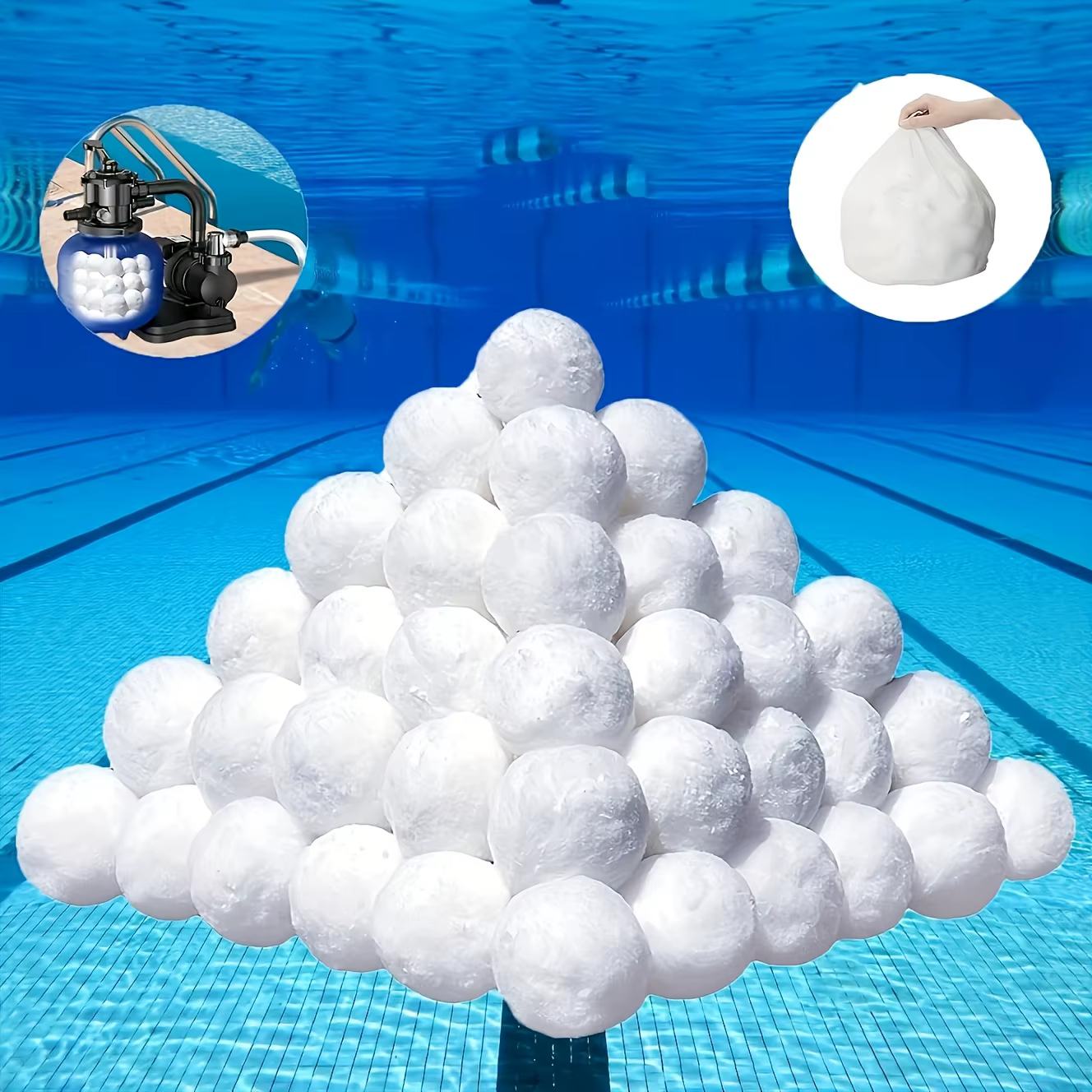Boules filtrantes pour piscine 500G – Média de filtration léger et réutilisable pour les systèmes