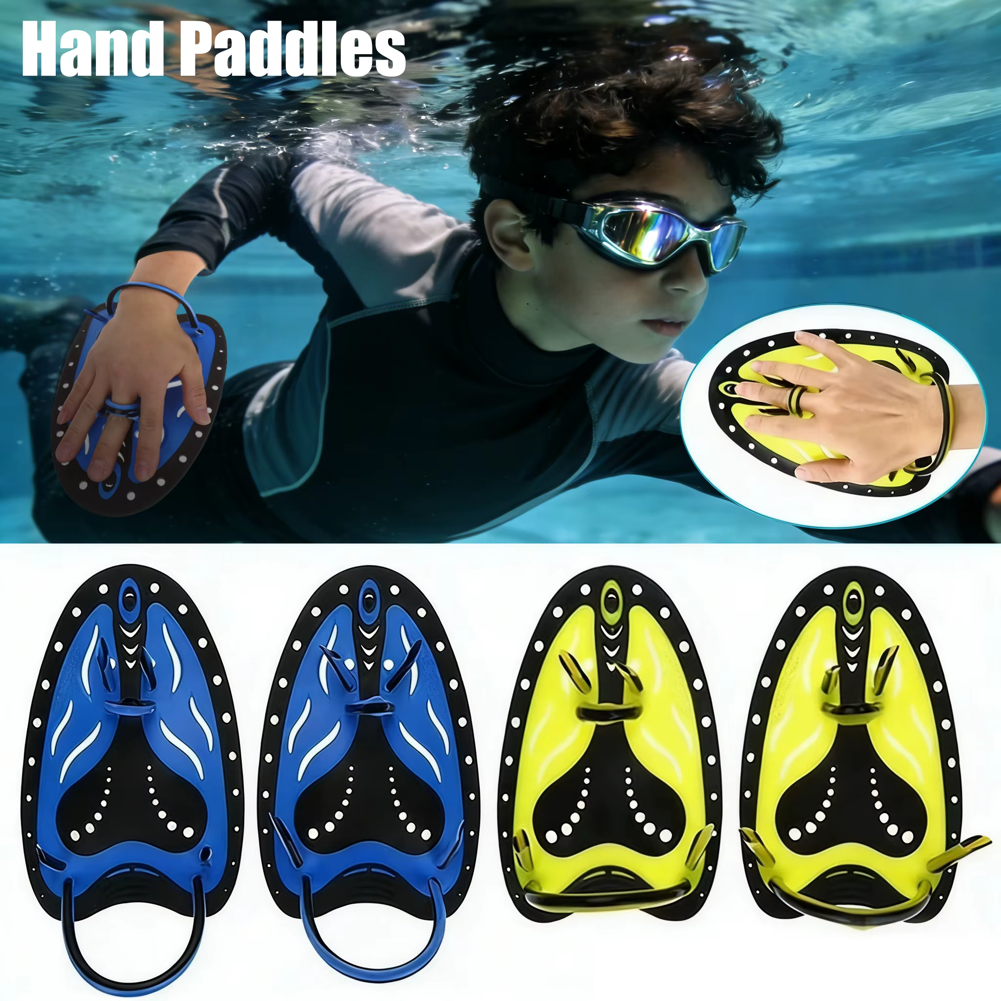1 paire de pagaies plates professionnelles pour l'entraînement à la natation