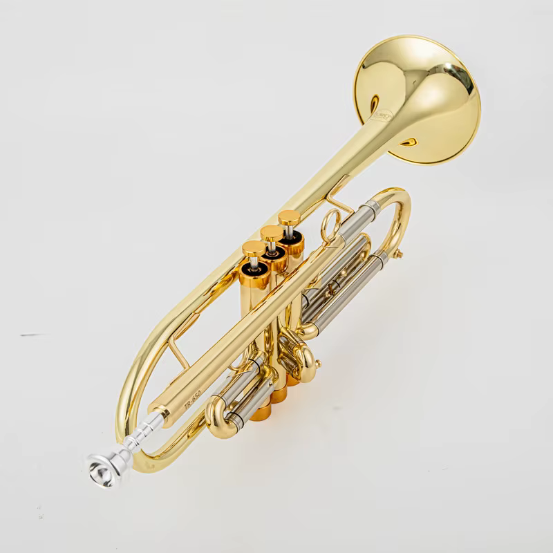 Trompette Vincent BACH corps en laiton trompette plate B plaquée or Instrument de musique en laiton de performance professionnelle avec étui embout buccal