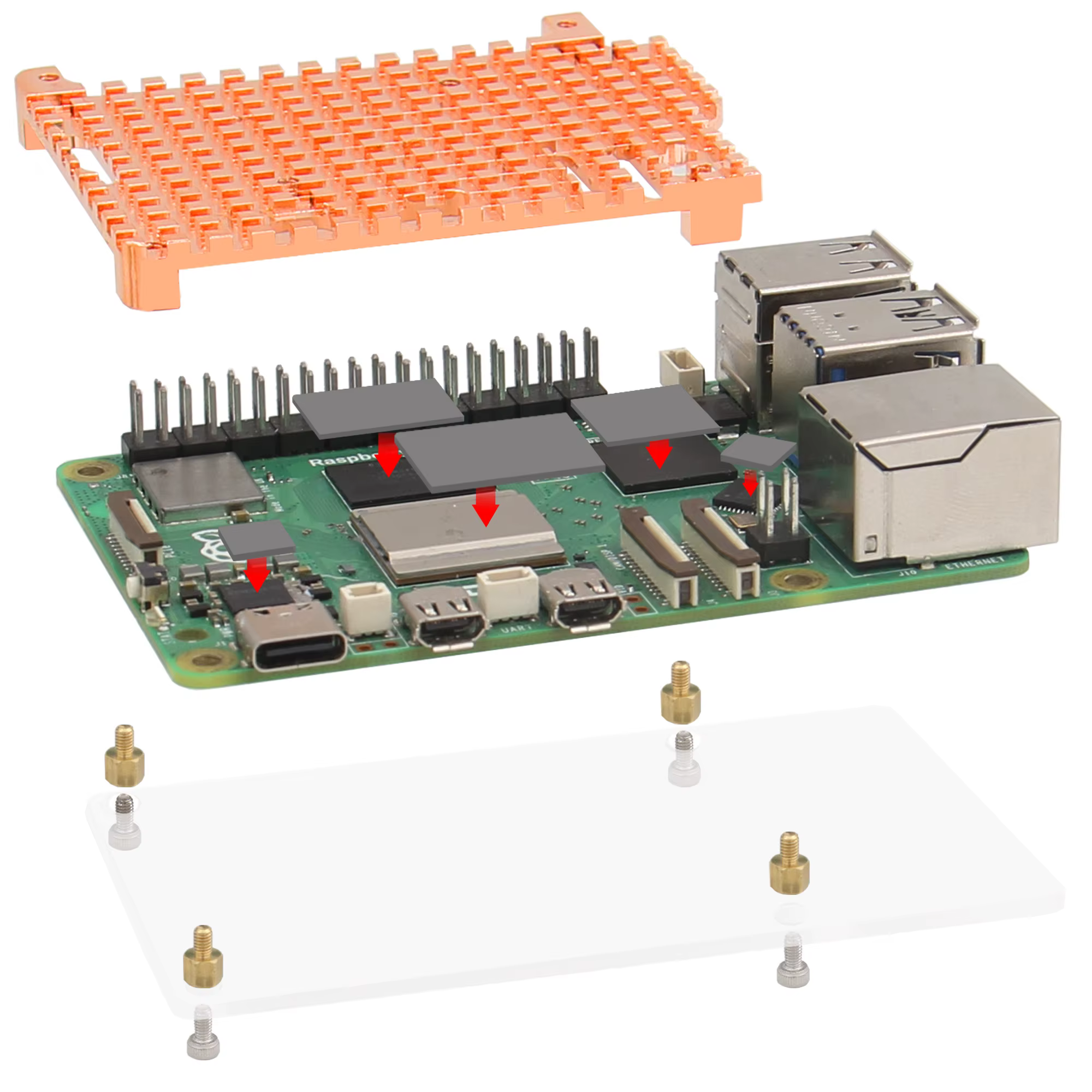 Radiateur en cuivre pour dissipateur thermique Raspberry Pi 5 uniquement pour Pi 5