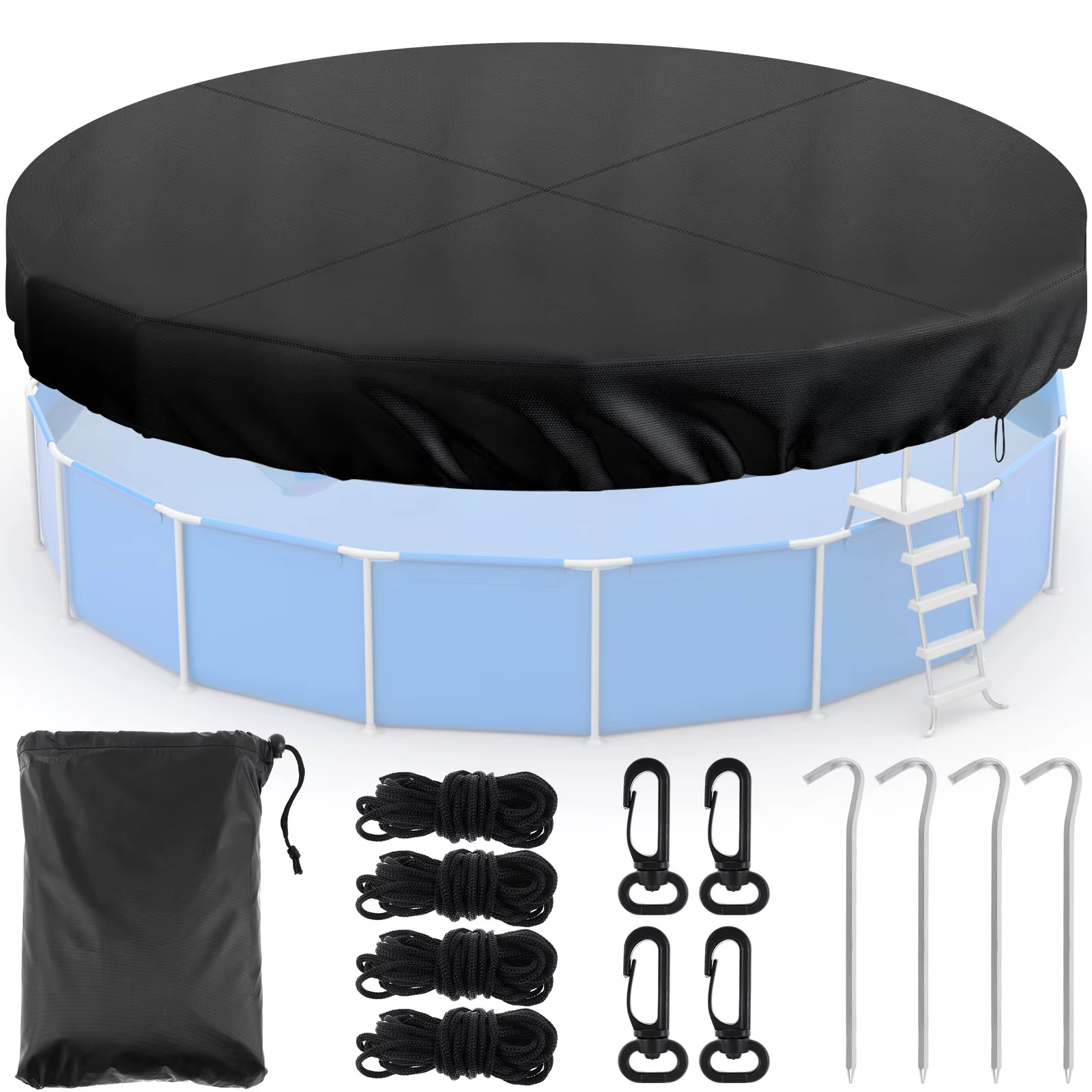Couverture de piscine ronde avec cordon de serrage
