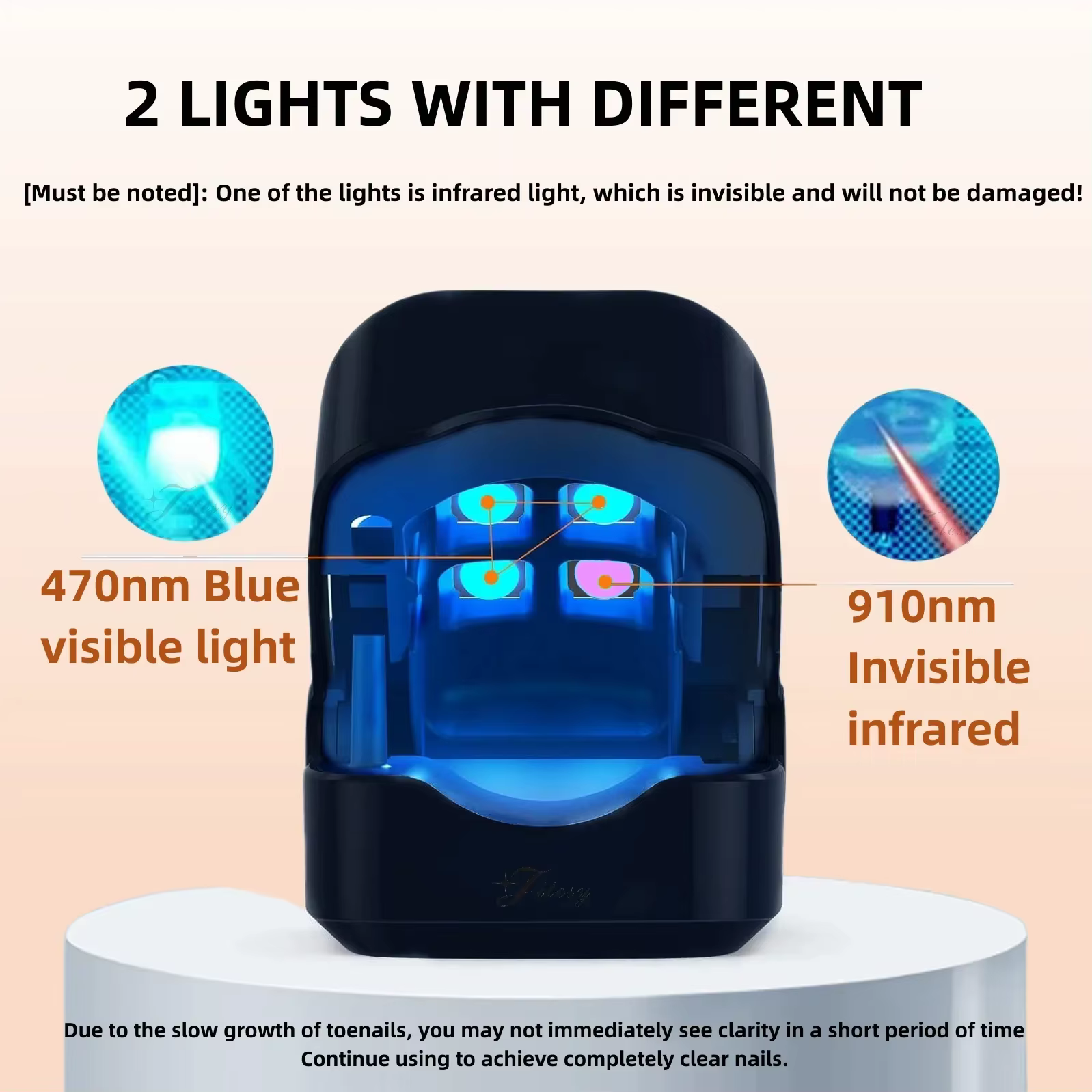 Appareil laser LED pour le traitement des mycoses des ongles, nettoyage de l'onychomycose, charge USB, lumière infrarouge 905 nm, lumière bleue 470 nm, salon de manucure