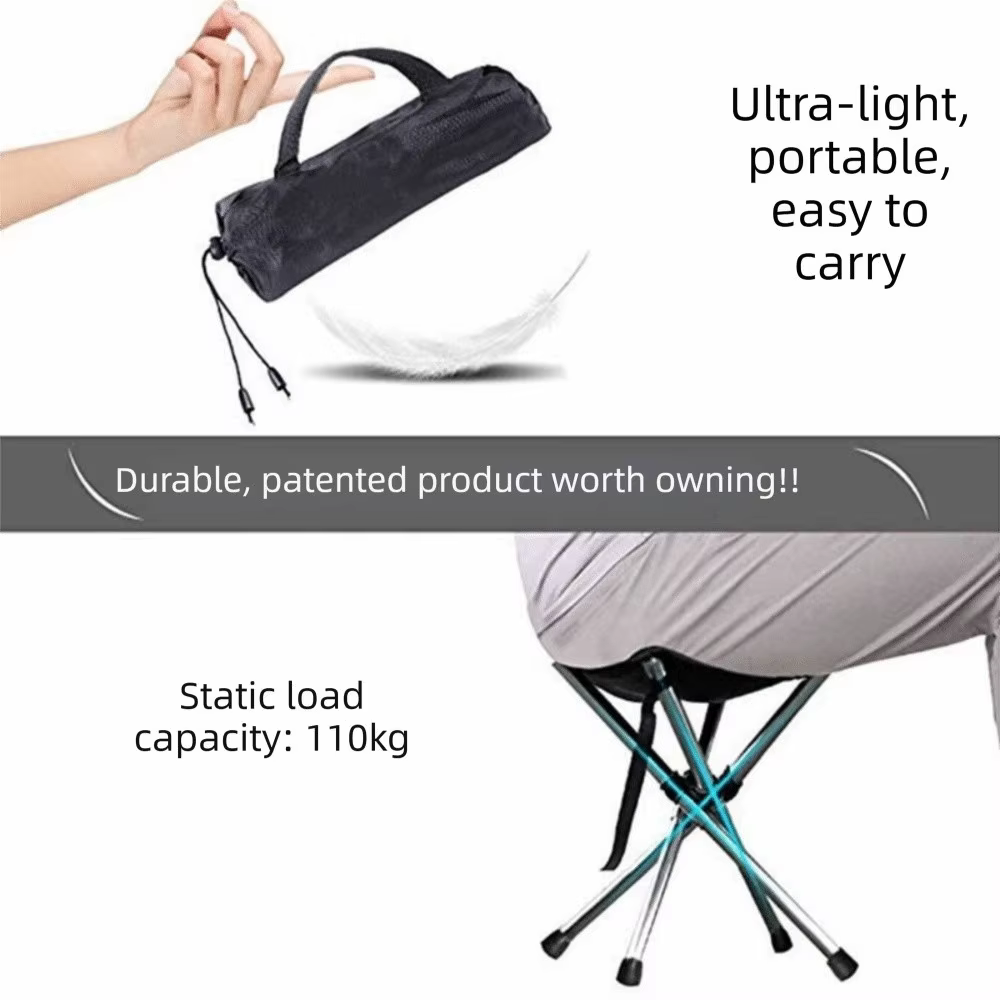 Tabouret pliant portable en acier inoxydable, design pliable, matériau robuste, siège pliable, design télescopique durable