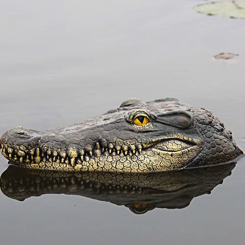 Étang créatif résine cour jardin piscine extérieure Simulation décoration flottant animaux Figurines tête de Crocodile