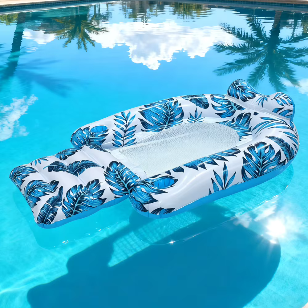 1 pièce - Raft gonflable portable en PVC à motif de feuilles tropicales pour adultes