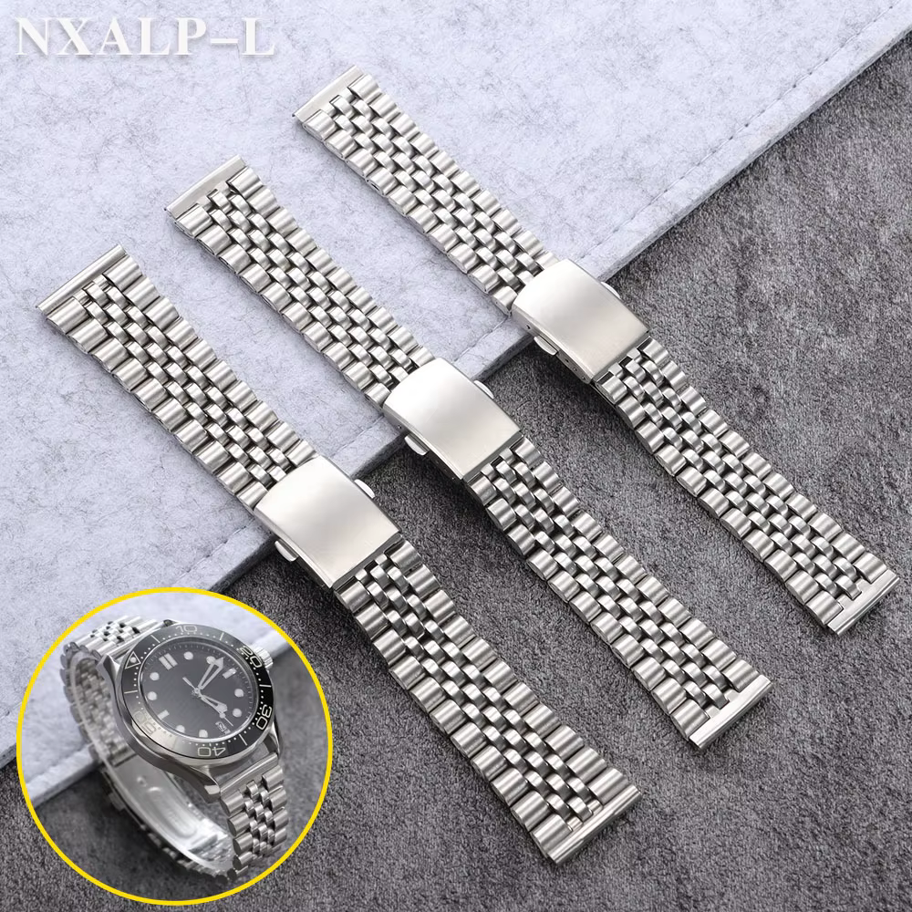 Bracelet en métal pour hommes, 18mm 20mm 22mm, en acier inoxydable, pour Seiko, Bracelet de plongée pour jubilé, Bracelet universel Omega