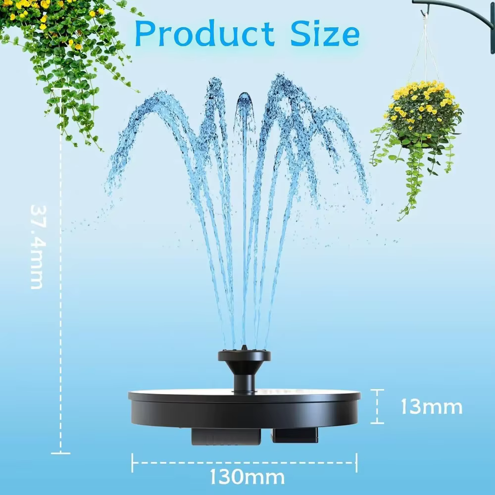 Pompe solaire de jardin avec 6 buses, fontaine d'extérieur pour bain d'oiseaux, dispositif de circulation d'eau pour bassin, décoration de jardin, flotteur de piscine
