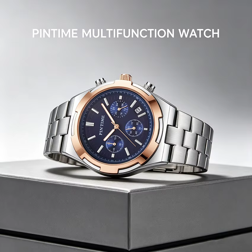 Montre décontractée pour homme en acier, montre chronographe à grand cadran pour homme, montre habillée tendance, montre analogique étanche lumineuse avec date pour homme