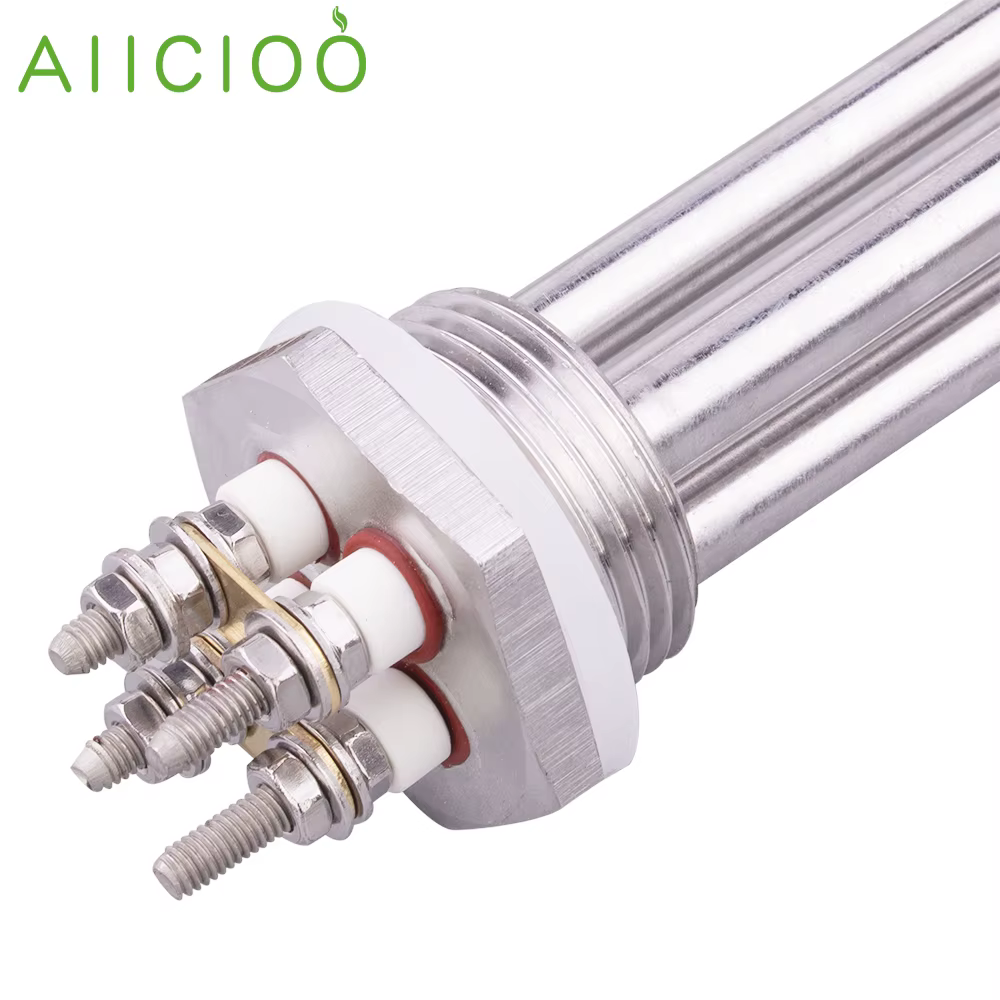 AIICIOO 48V élément chauffant DN25 1 pouce BSP Immersion eau solaire tubulaire chauffage électrique 1500W/1800W/2400W/2700W/3000W/SUS304