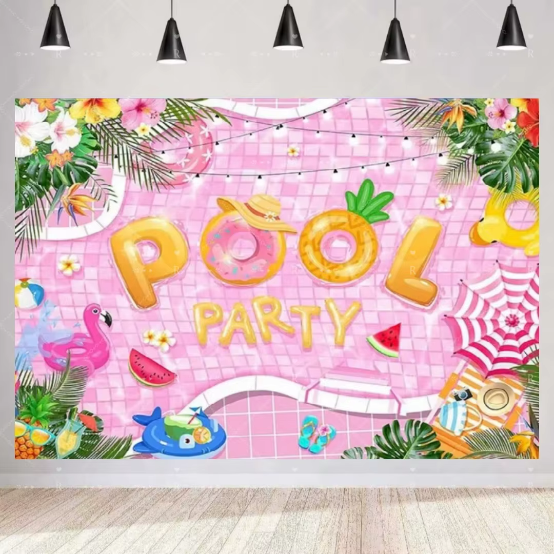 Décorations de fête d'anniversaire sur le thème de la piscine pour l'été