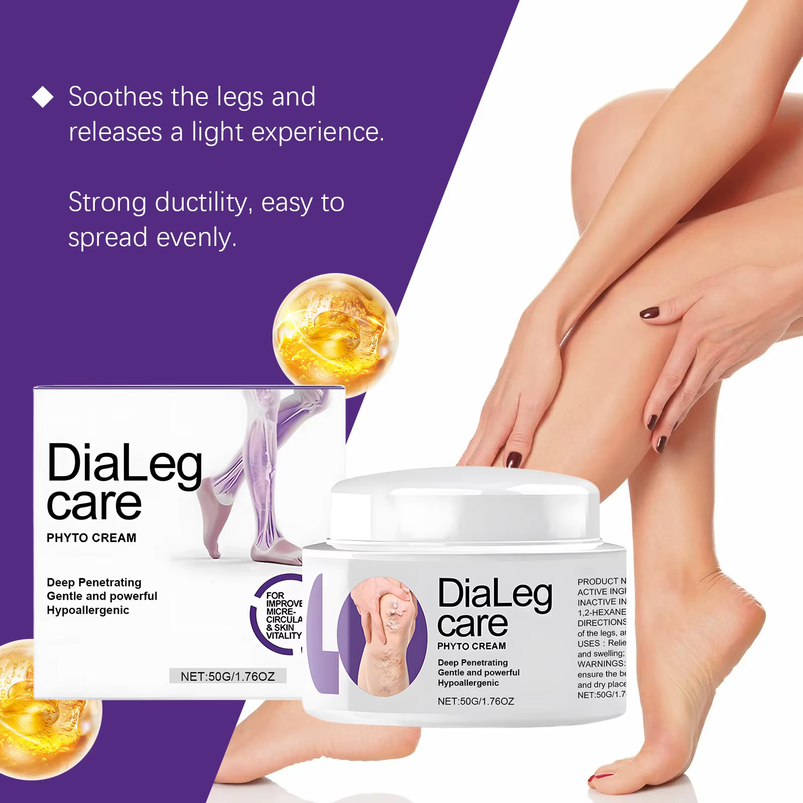 Crème de traitement des varices pour les jambes enflées dues à la position assise prolongée, améliore l'apparence de la peau des jambes, douce et à pénétration profonde