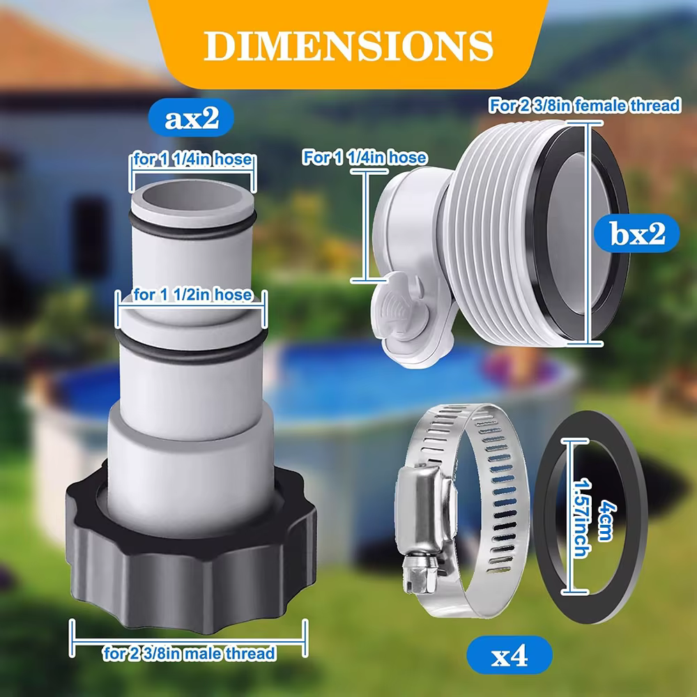 Adaptateur de tuyau de piscine pour pompe Intex Hayward