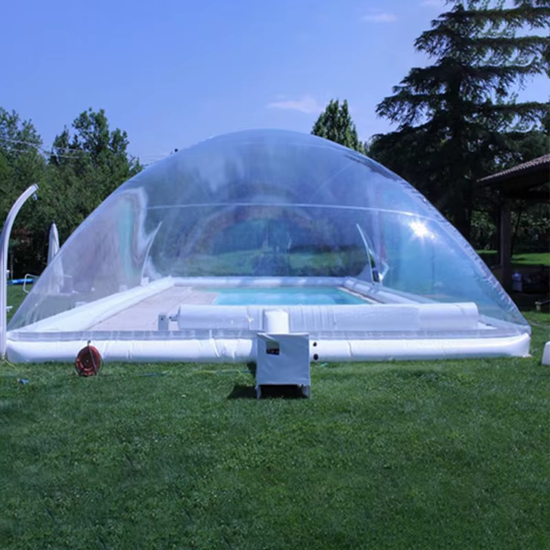 Couverture de piscine gonflable transparente en PVC sur mesure