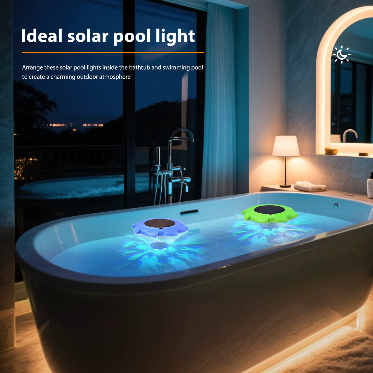 Lumières de piscine flottantes à énergie solaire