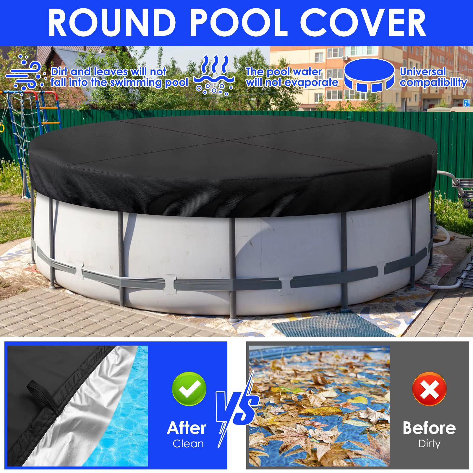Couverture de piscine ronde avec cordon de serrage