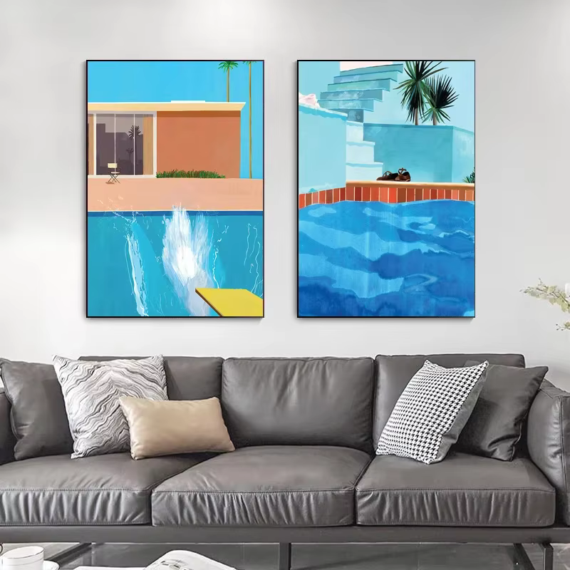 Peinture sur toile sans cadre David Hockney Bigger Splash, affiches et impressions sur le thème de la piscine, tableau mural pour décoration murale de salon